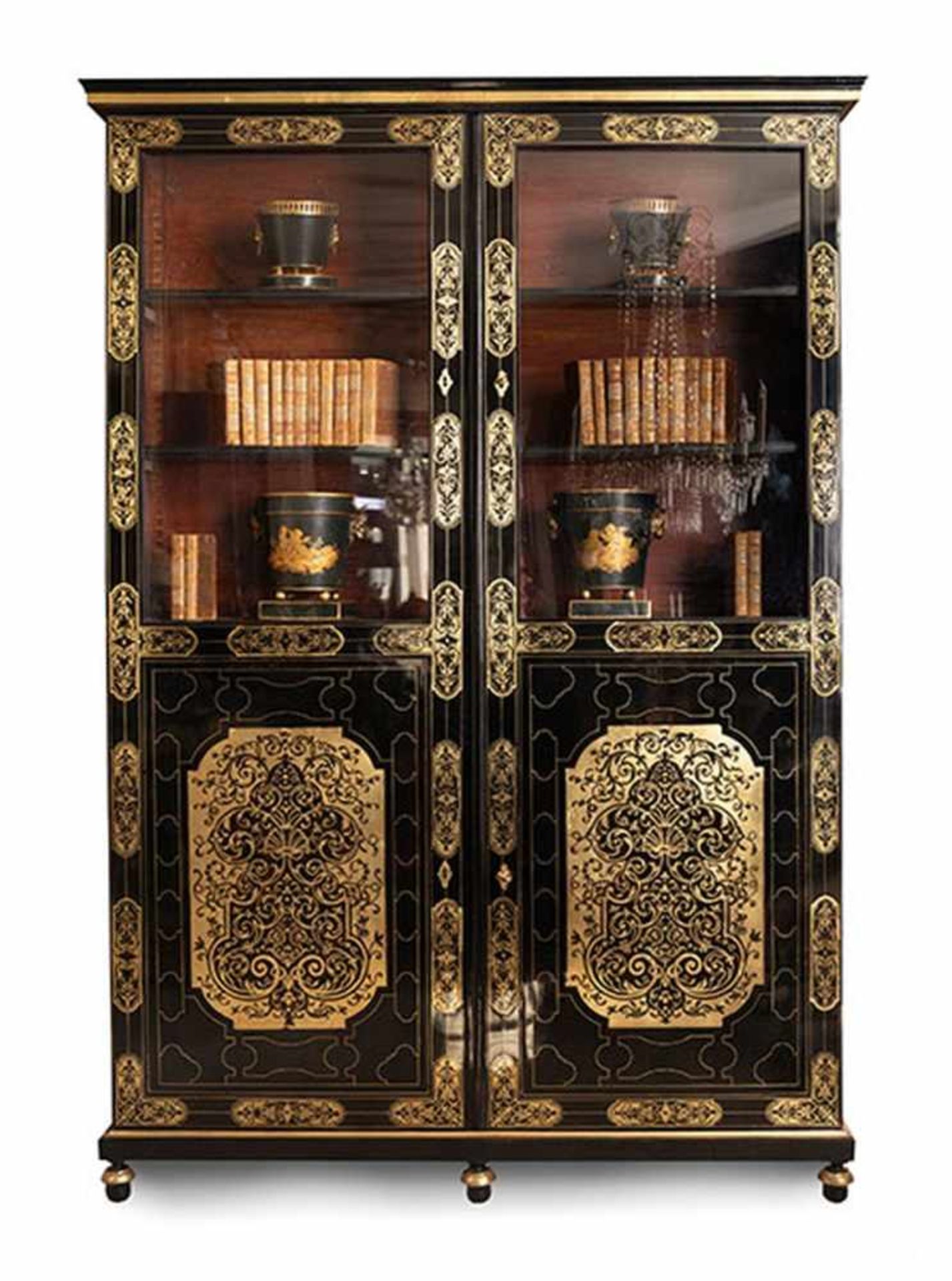 Seltene Louis XIV-Boulle Bibliothek 225 x 152 x 38 cm. Frankreich, Ende 17. Jahrhundert. Seltenes - Bild 4 aus 4