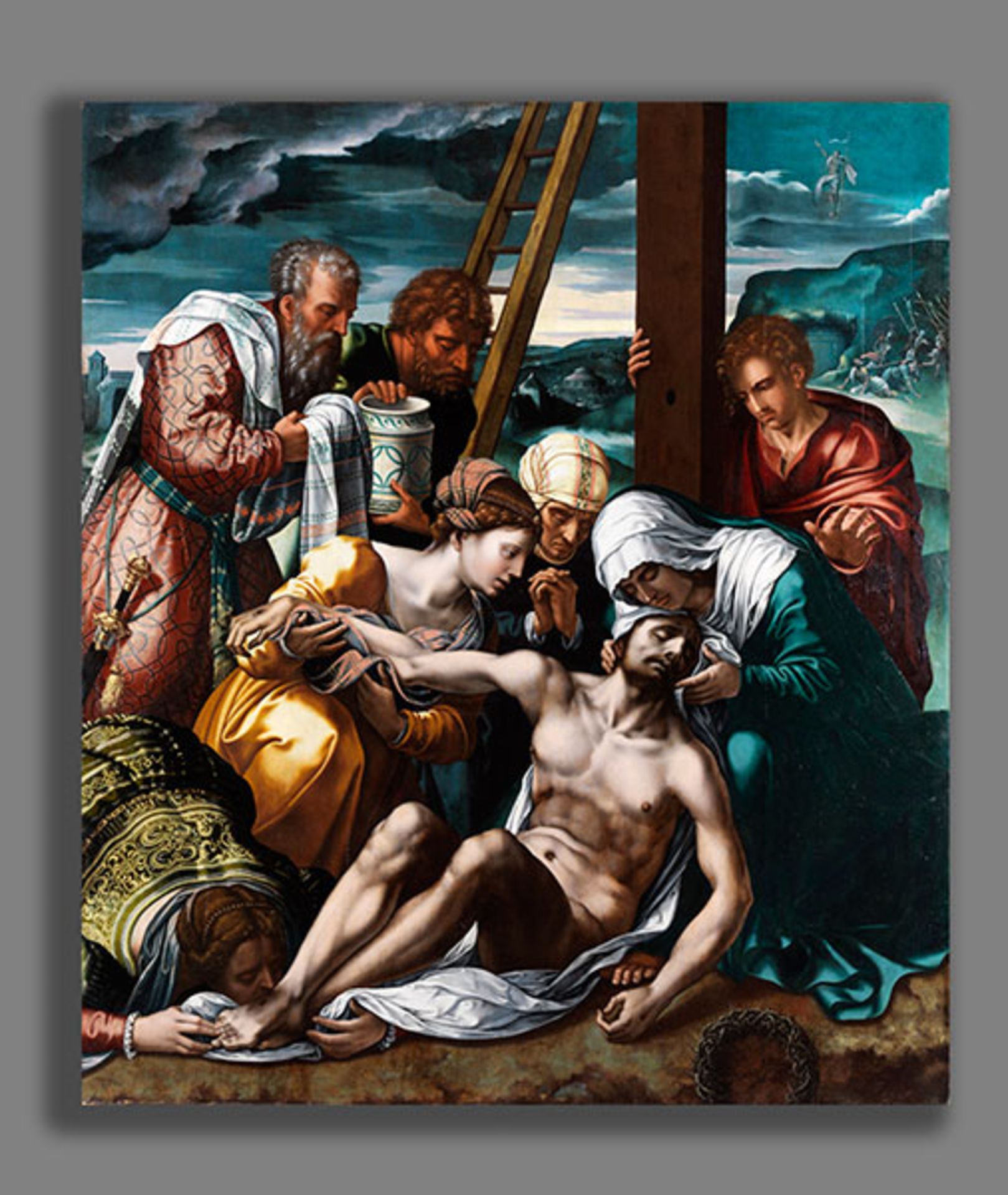 Marcus Gheeraerts d. Ä., um 1530 Brügge "" um 1590 London DIE BEWEINUNG CHRISTI Öl auf Holz. - Bild 12 aus 18