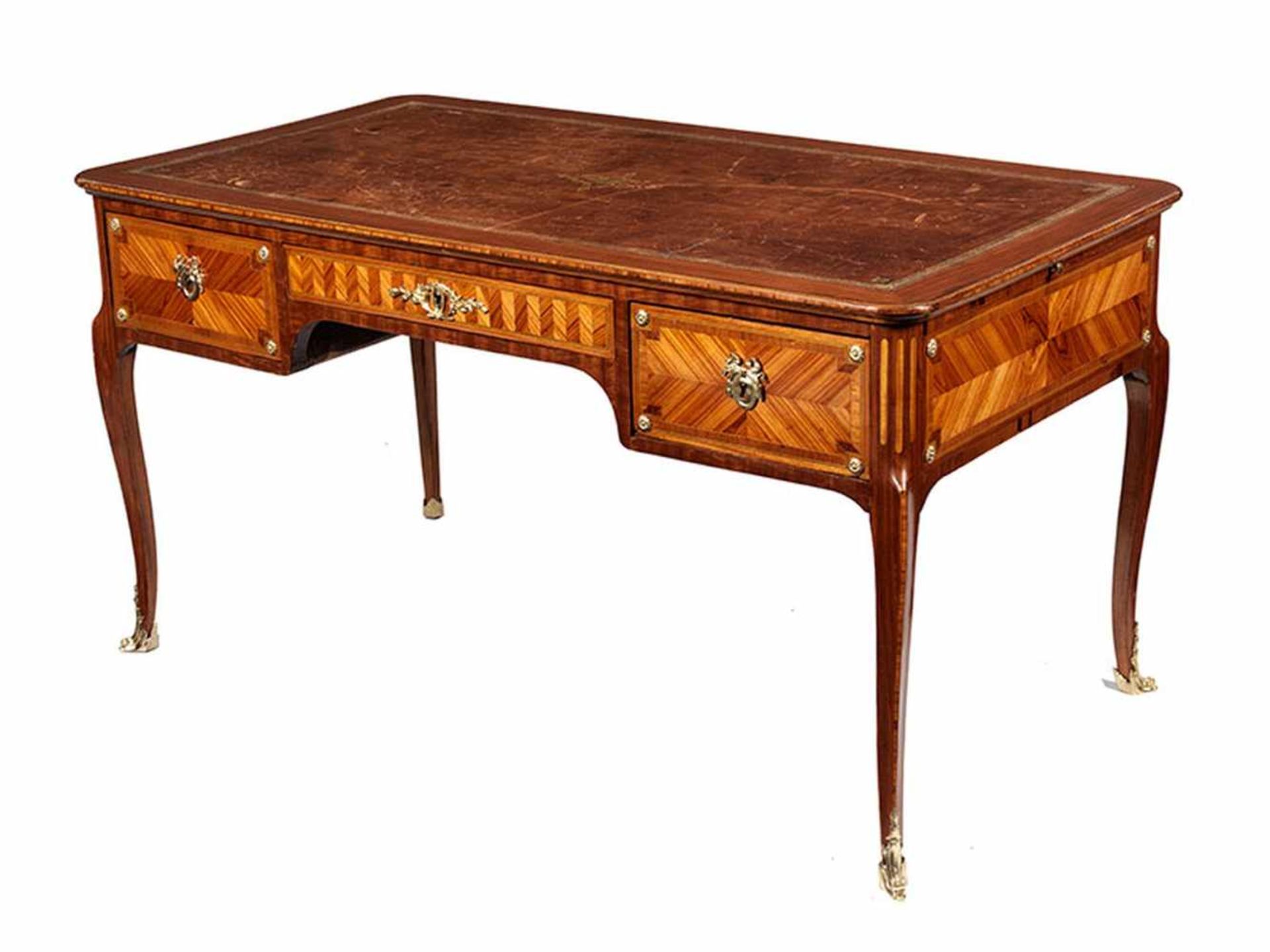 Bureau plat 74 x 143 x 77,5 cm. Frankreich, 19. Jahrhundert. Rosenholz und Amaranth auf - Bild 6 aus 6