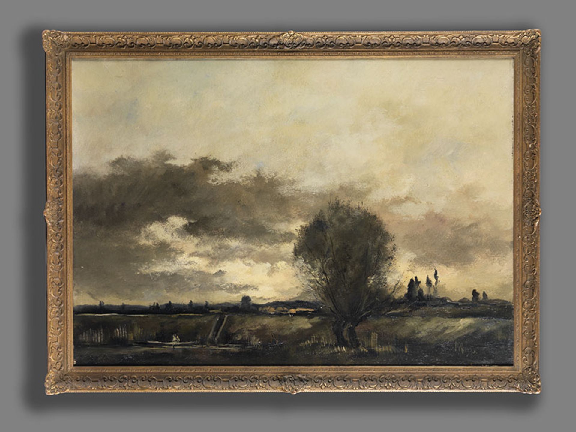 Anton Rudolf Mauve, 1876 "" 1962 LANDSCHAFT MIT AUFZIEHENDEM UNGEWITTER BZW. HET SLUISJE Öl auf - Bild 3 aus 7