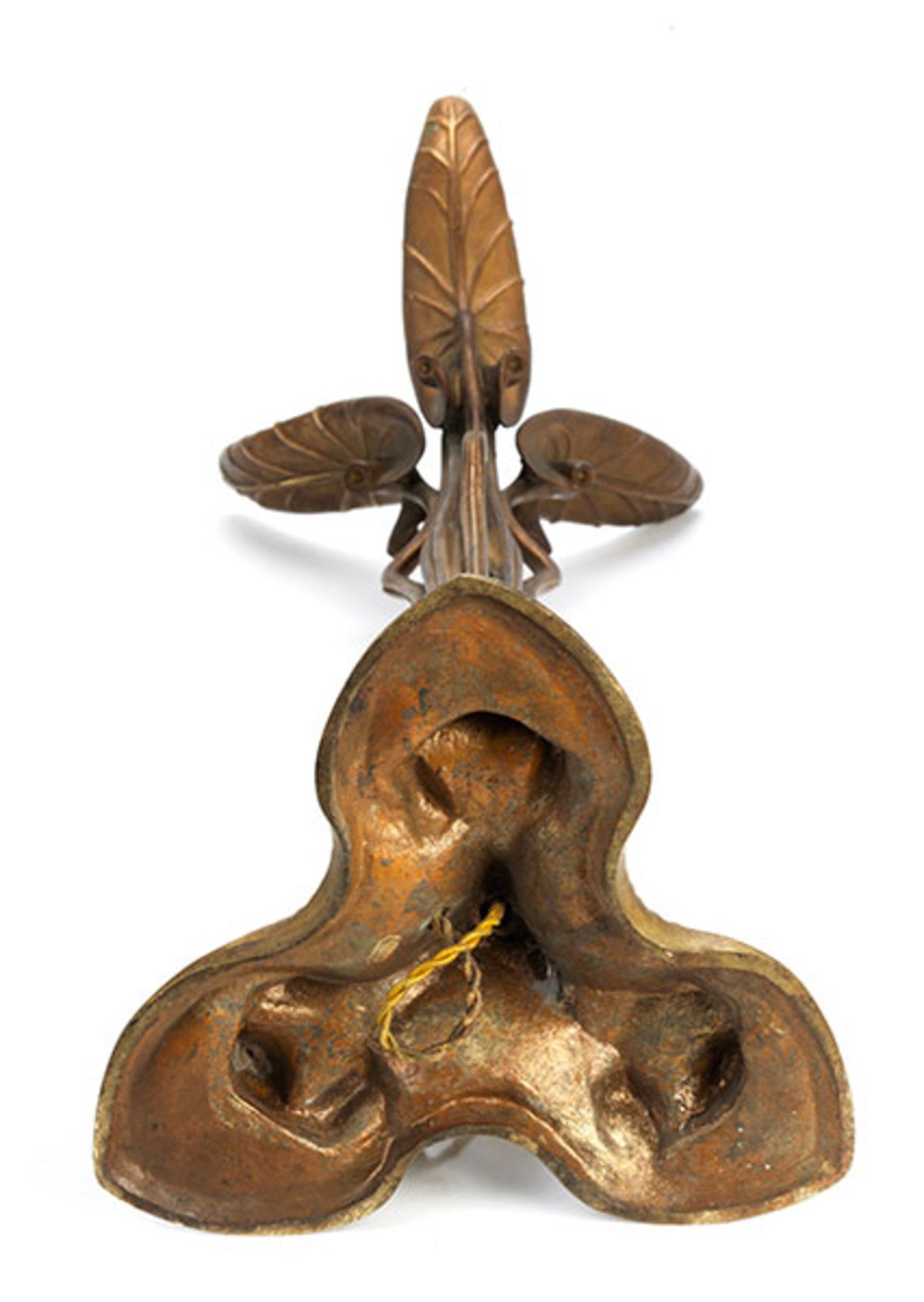 Extrem seltene Nénuphar Tischlampe Höhe: 74 cm. Fuß signiert "L. Majorelle Nancy", Lampenschirm - Bild 9 aus 10