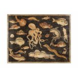 Mosaik mit Fischen und Kraken 153,5 x 200 x 6 cm. Italien, 19./ 20. Jahrhundert. Der