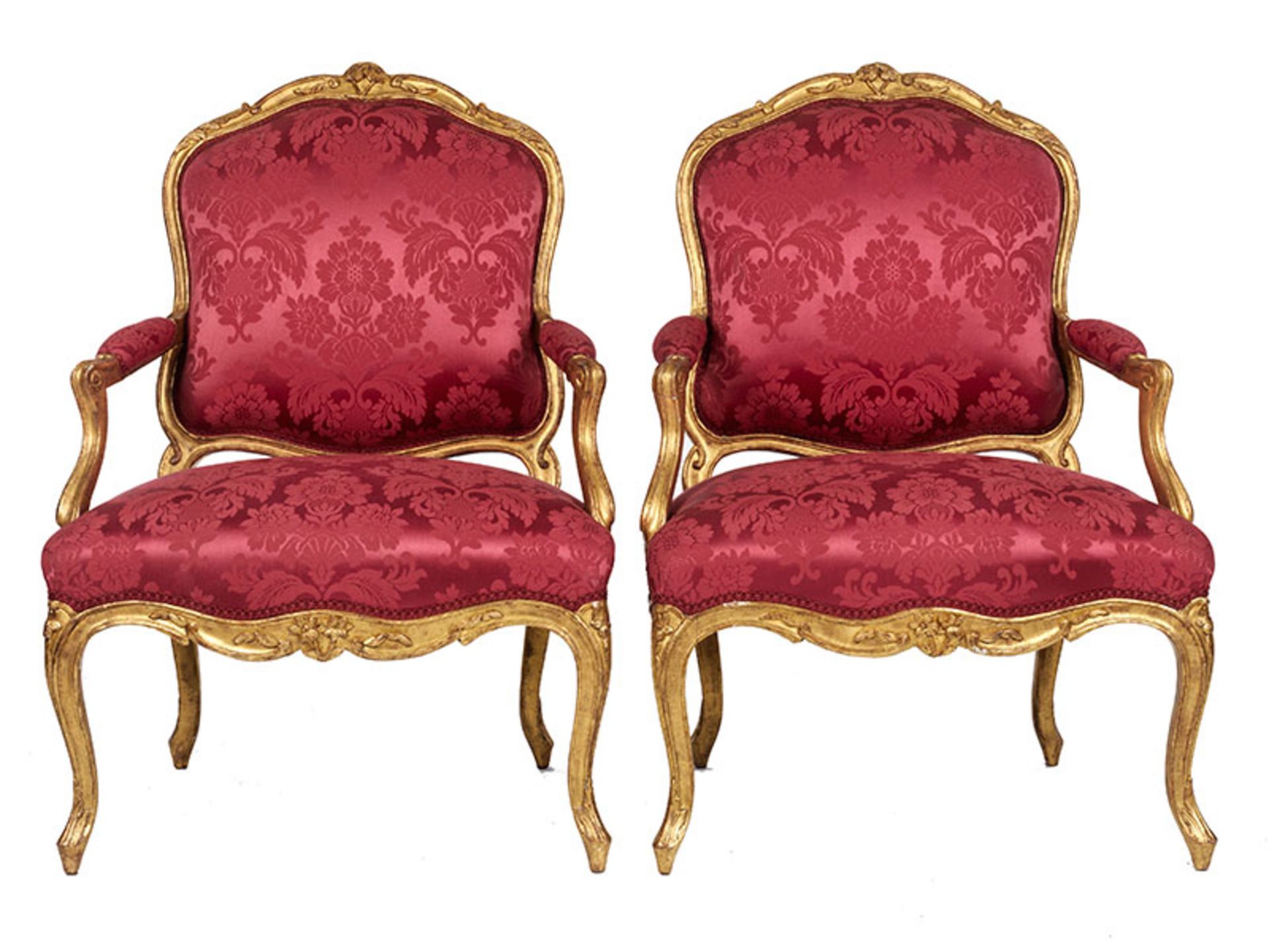 Paar Louis XV-Fauteuils Lehnenhöhe: 97,5 cm. Sitzhöhe: 43 cm. Gestempelt "JB Lebas". Frankreich, - Bild 2 aus 5
