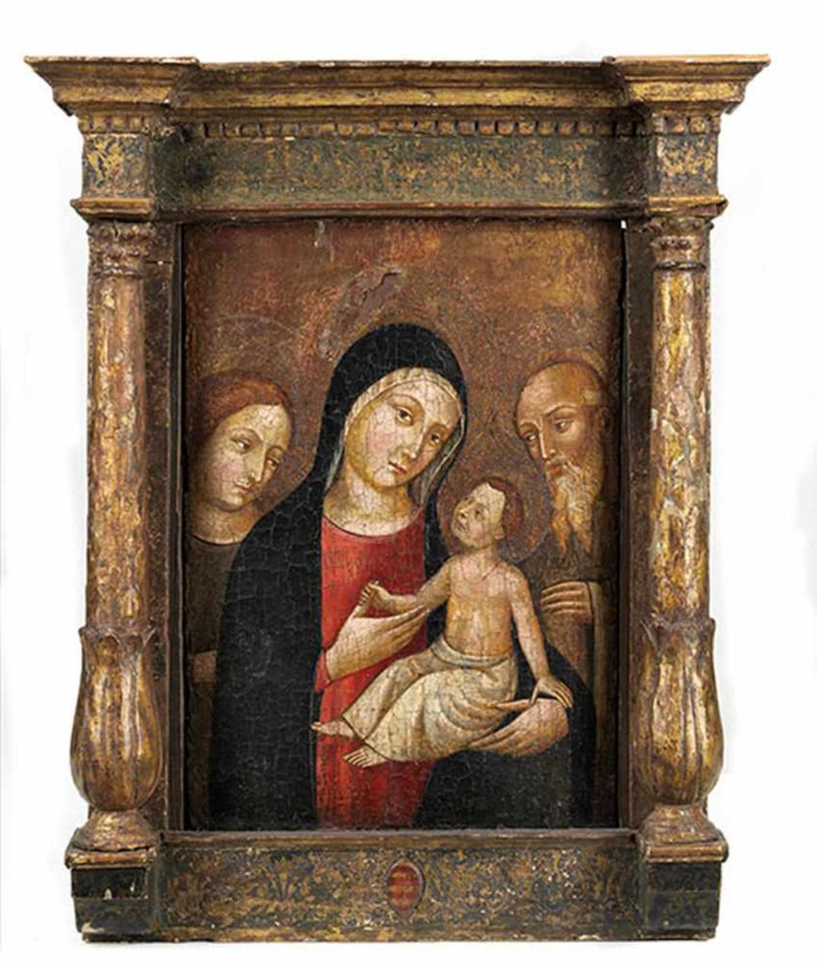 Maler der Sieneser Schule des 14./ 15. Jahrhunderts MARIA MIT DEM KIND, DEM HEILIGEN JOSEF SOWIE - Bild 7 aus 7