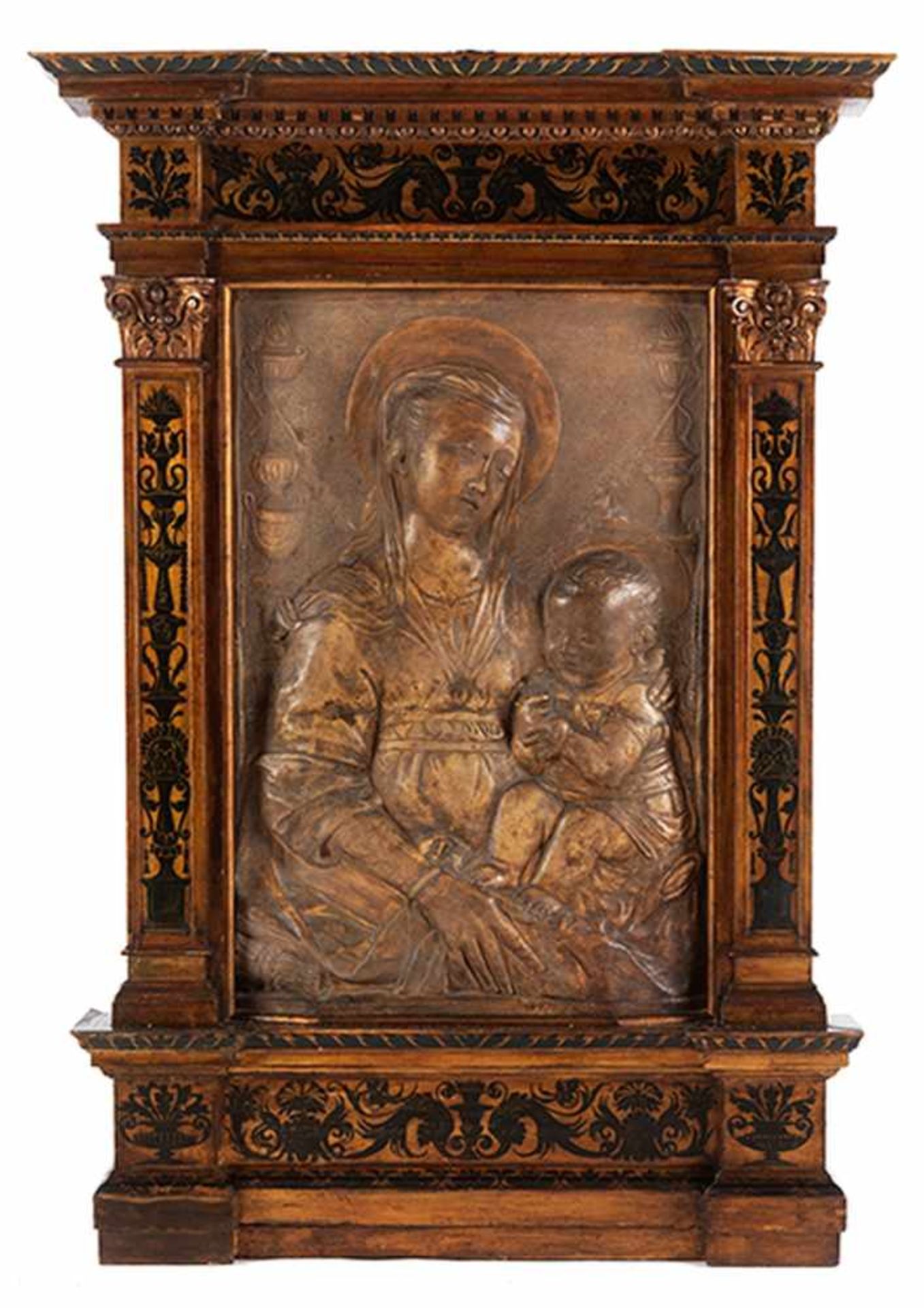 Alceo Dossena, 1878 Cremona "" 1937 Rom, zug. MADONNA MIT DEM KIND Außenmaß: 127,5 x 87 cm. Im - Bild 4 aus 7