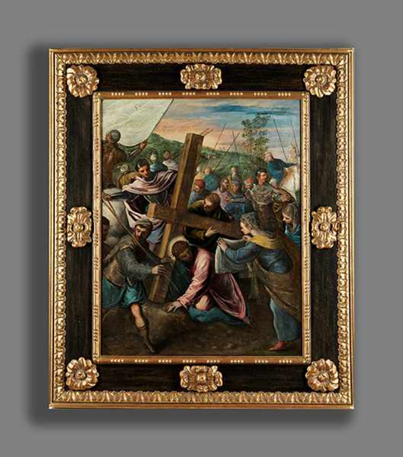 Venezianischer Maler des 17. Jahrhunderts KREUZTRAGUNG CHRISTI Öl auf Leinwand. Altdoubliert. 83 x - Bild 2 aus 7