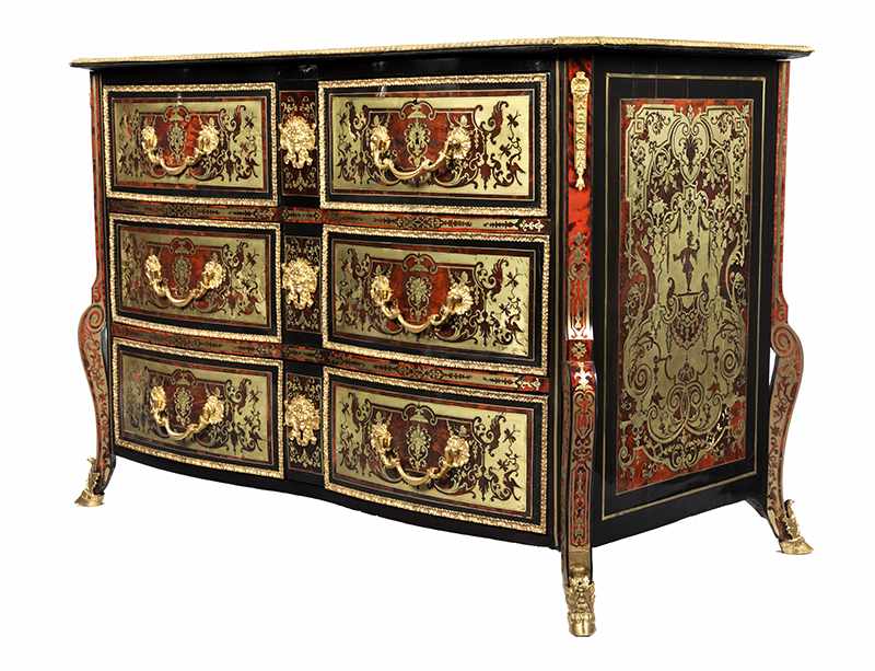 Höchst elegante französische Louis XIV-Kommode in Boulle-Technik Höhe: 87 cm. Breite: 126,5 cm.