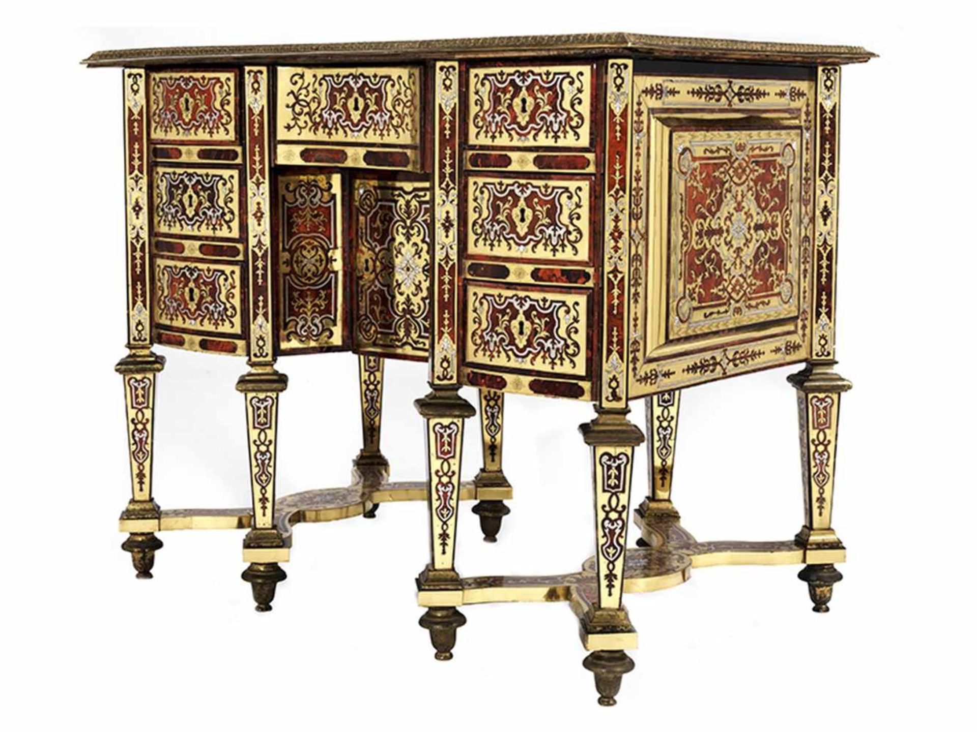 Kleines Bureau Mazarin mit Boulle-Marketerie Höhe: 75,5 cm. Breite: 90,5 cm. Tiefe: 58,5 cm. - Bild 13 aus 13