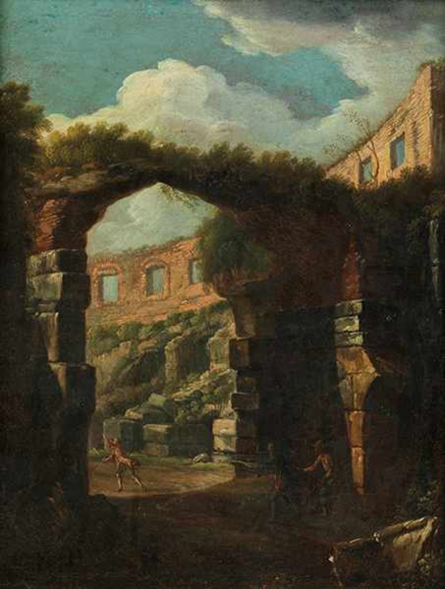 Hubert Robert, 1733 Paris "" 1808 ebenda, zug. Gemäldepaar BLICK AUF DAS INNERE DES COLOSSEUMS Öl - Bild 10 aus 17