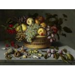 Ambrosius Bosschaert d. J., 1609 "" 1645 FRÜCHTESTILLLEBEN MIT MUSCHELN UND INSEKTEN Öl auf Holz.