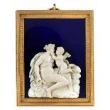 Elfenbeinschnitzrelief Venus und Amor Außenmaß: 13 x 10,5 cm. Ende 18. Jahrhundert. Die