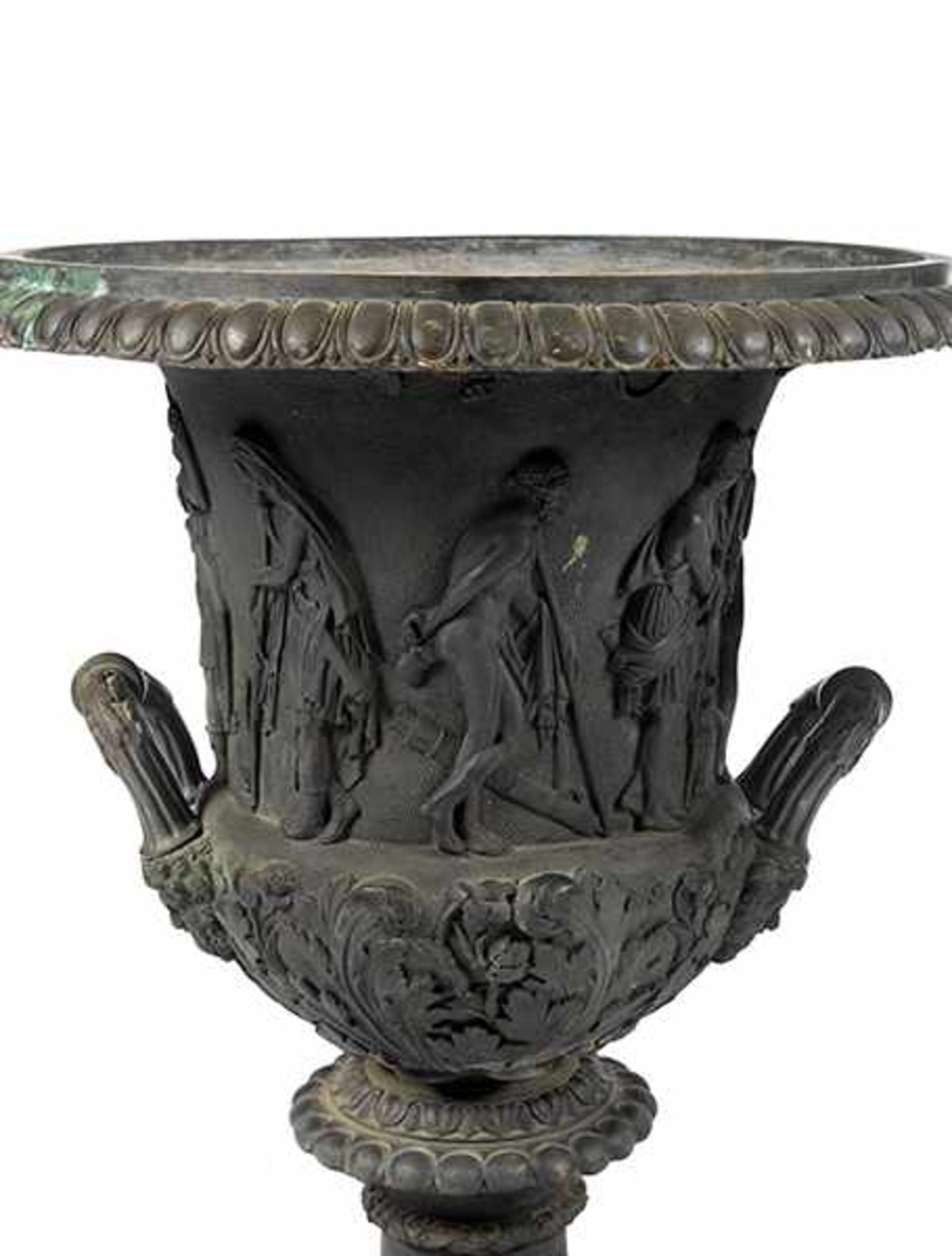Paar Bronzevasen Höhe: 50 cm. Wohl Frankreich, 19. Jahrhundert. Eisen, Bronze, gegossen, - Bild 2 aus 9