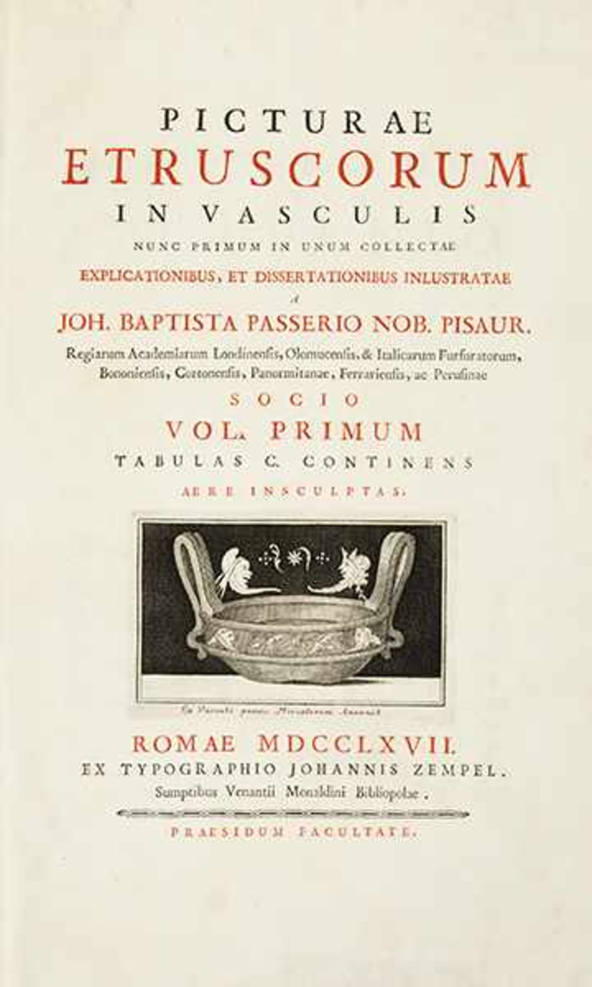 PASSERI, Giovanni Battista. Picturae Etruscorum in vasculis nunc primum in unum collectae, - Bild 4 aus 25