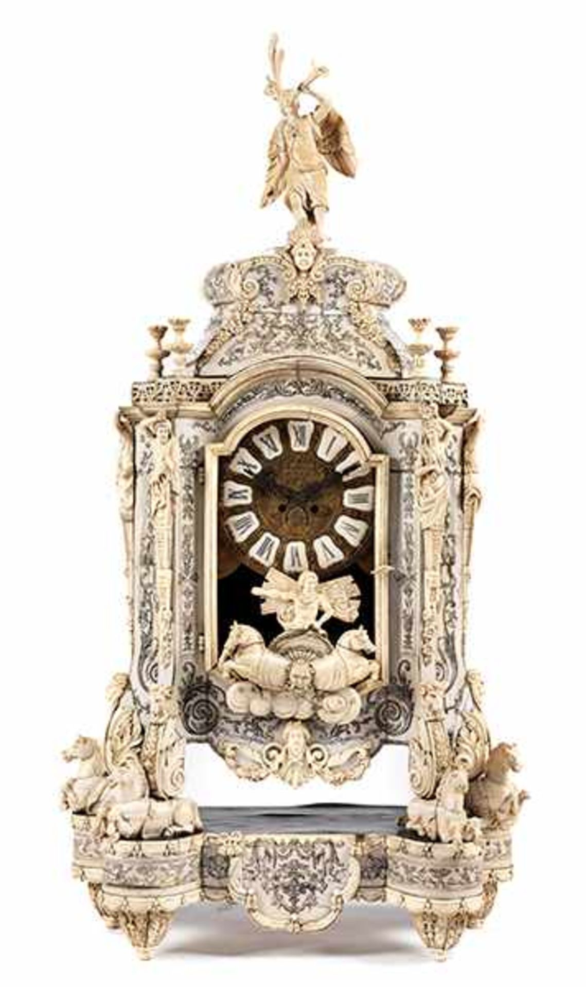 Aufwendig gearbeitete Louis XIV-Uhr in Elfenbein Gesamthöhe: ca. 153 cm. 19. Jahrhundert. - Bild 8 aus 21