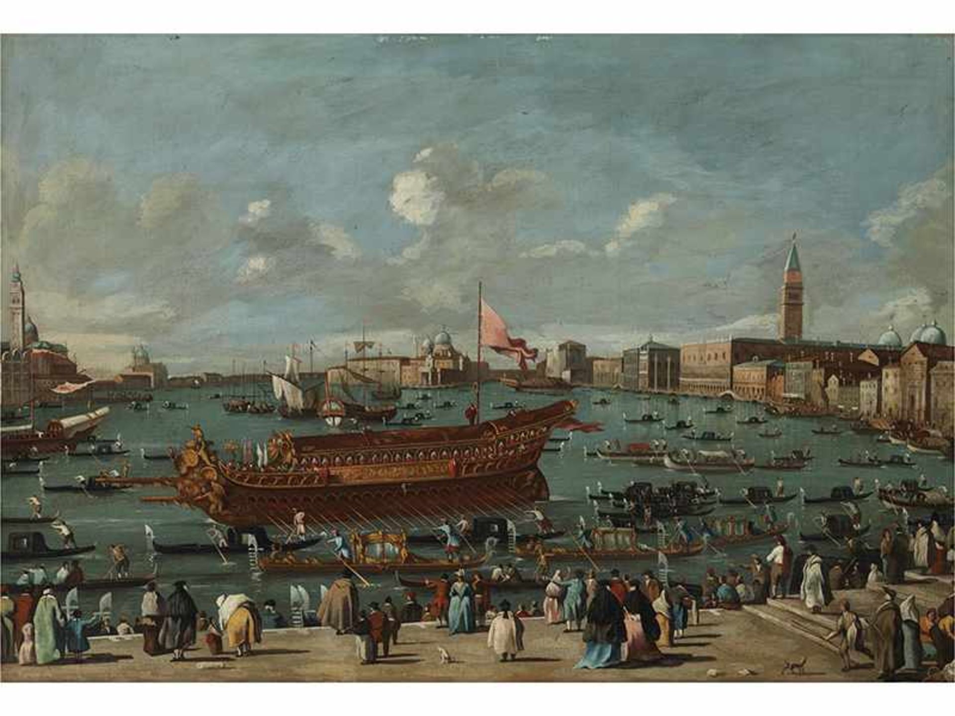 Italienischer Maler des ausgehenden 18. Jahrhunderts BLICK AUF EINE STADTANSICHT VON VENEDIG Öl