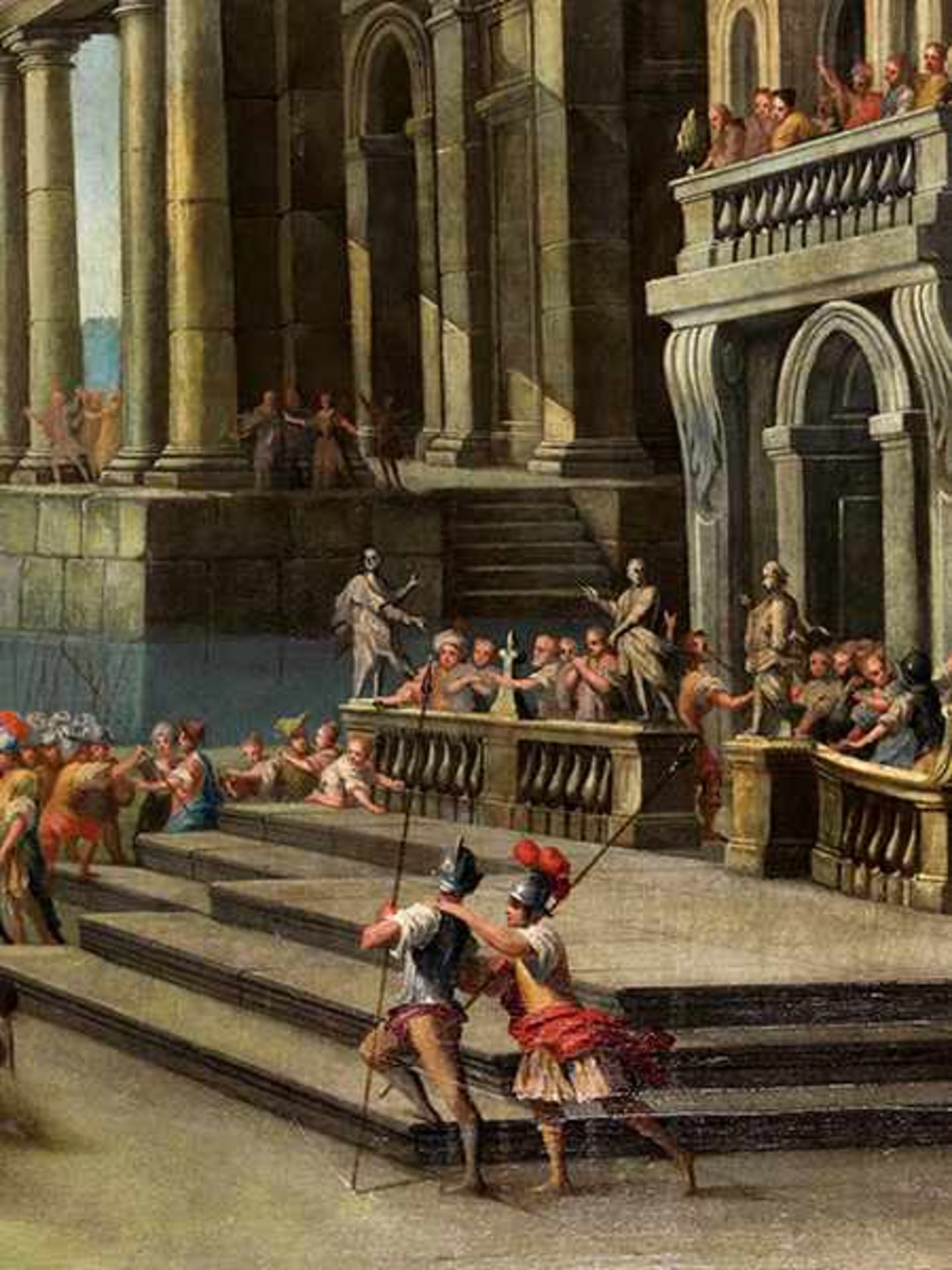 Alberto Carlieri, 1672 Rom "" um 1720 ARCHITEKTURCAPRICCIO Öl auf Leinwand. Doubliert. 117 x 152 cm. - Bild 12 aus 19