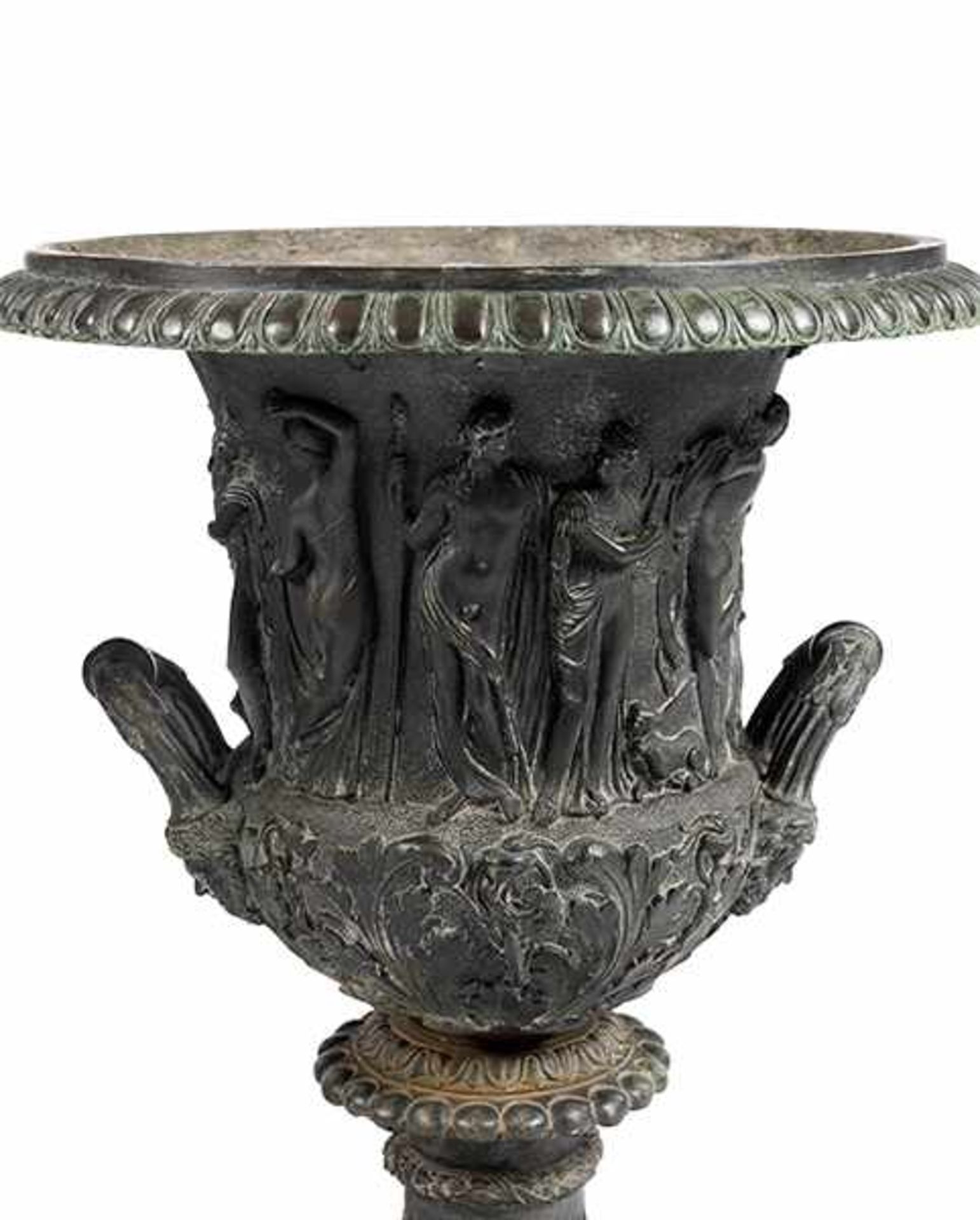 Paar Bronzevasen Höhe: 50 cm. Wohl Frankreich, 19. Jahrhundert. Eisen, Bronze, gegossen, - Bild 6 aus 9