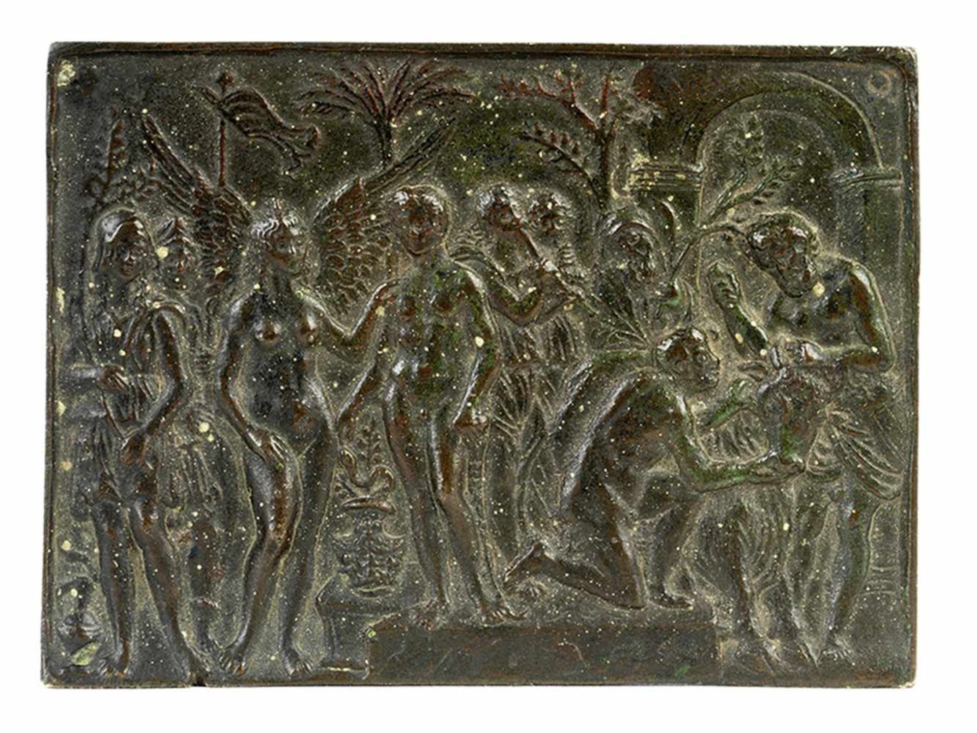 Andrea Briosco, 1470 Trento "" 1532 Padua RELIEFPLAKETTE: HULDIGUNG EINES HELDEN 7,5 x 10,2 cm. - Bild 6 aus 7