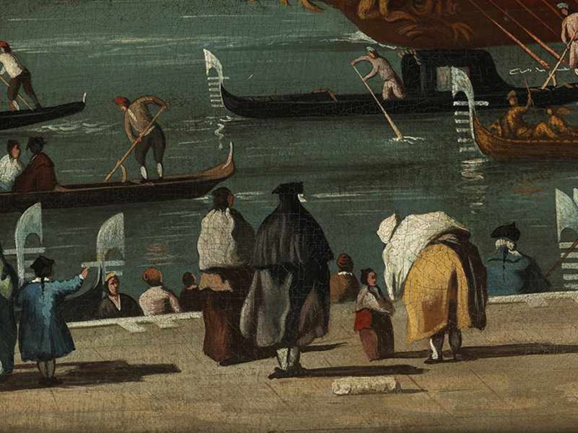 Italienischer Maler des ausgehenden 18. Jahrhunderts BLICK AUF EINE STADTANSICHT VON VENEDIG Öl - Bild 9 aus 13