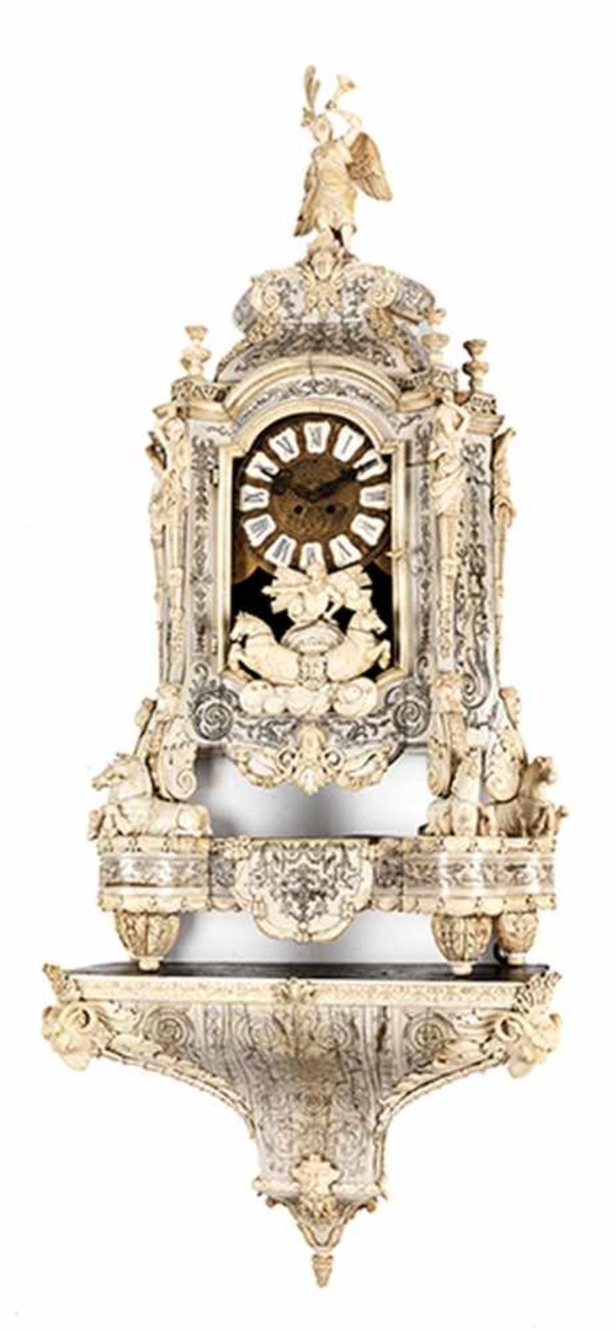 Aufwendig gearbeitete Louis XIV-Uhr in Elfenbein Gesamthöhe: ca. 153 cm. 19. Jahrhundert. - Bild 11 aus 21
