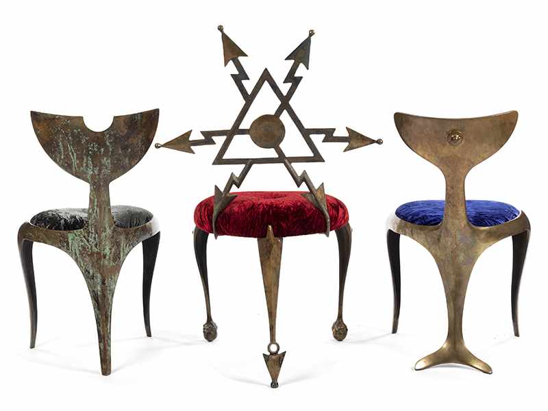 Marc Brazier-Jones, geb. 1956 Neuseeland Drei Kunststühle aus Bronze WALETAIL CHAIR Höhe: ca. 84,5 - Image 5 of 13