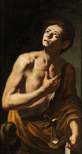 Neapolitanischer Caravaggist des 17. Jahrhunderts BILDNIS DES JUGENDLICHEN JOHANNES DES TÄUFERS Öl