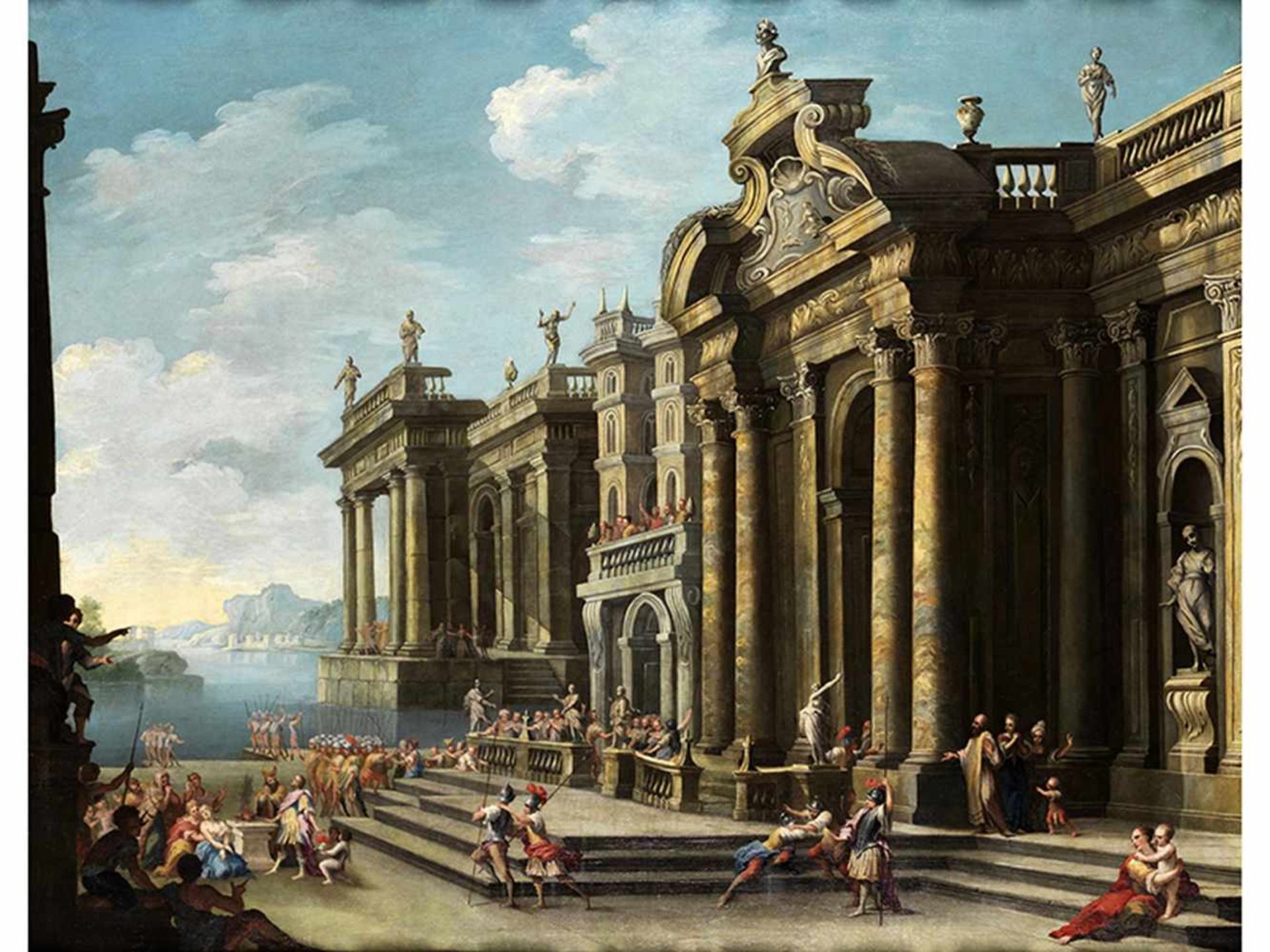 Alberto Carlieri, 1672 Rom "" um 1720 ARCHITEKTURCAPRICCIO Öl auf Leinwand. Doubliert. 117 x 152 cm. - Bild 19 aus 19