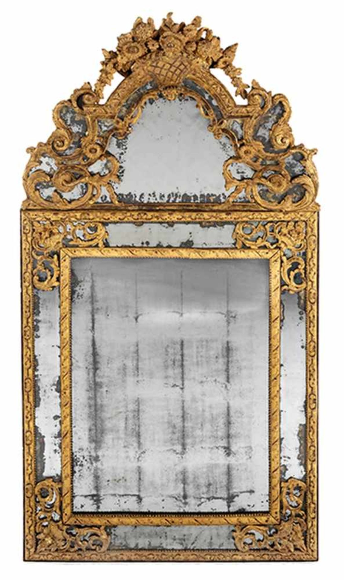 Großer Pariser Salonspiegel Höhe: 150 cm. Breite: 78 cm. Paris, frühes 18. Jahrhundert. Holz, - Bild 4 aus 5