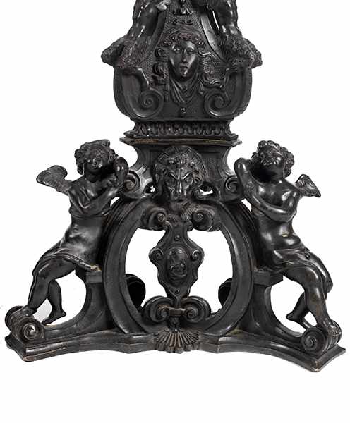 Paar sehr große Renaissance-Chenets Höhe: 106,5 cm. Frankreich, Anfang 17. Jahrhundert. Bronze und - Image 4 of 13