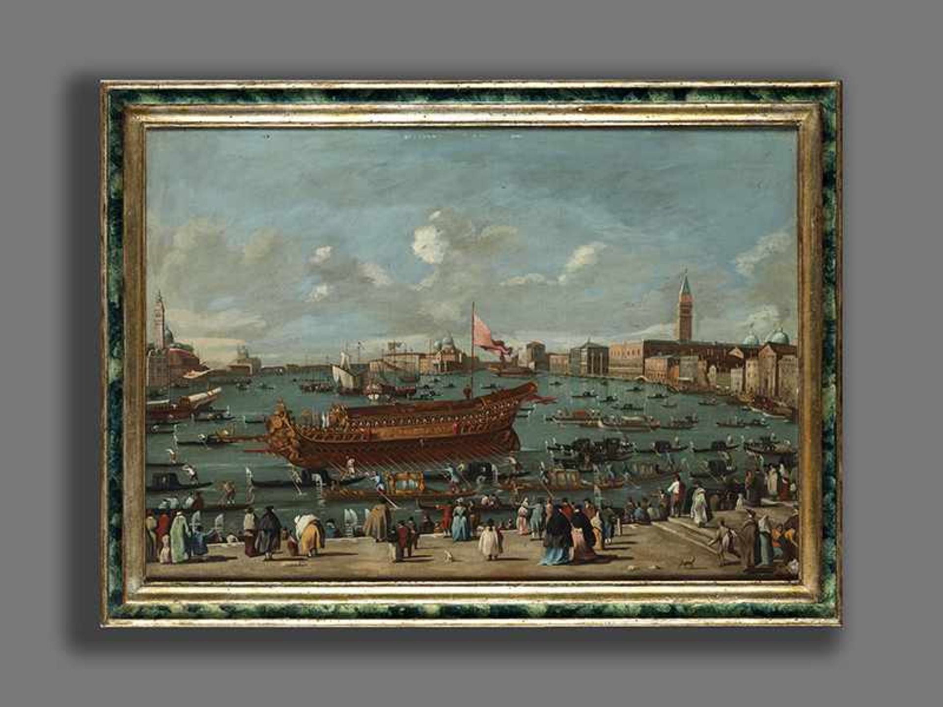 Italienischer Maler des ausgehenden 18. Jahrhunderts BLICK AUF EINE STADTANSICHT VON VENEDIG Öl - Bild 5 aus 13