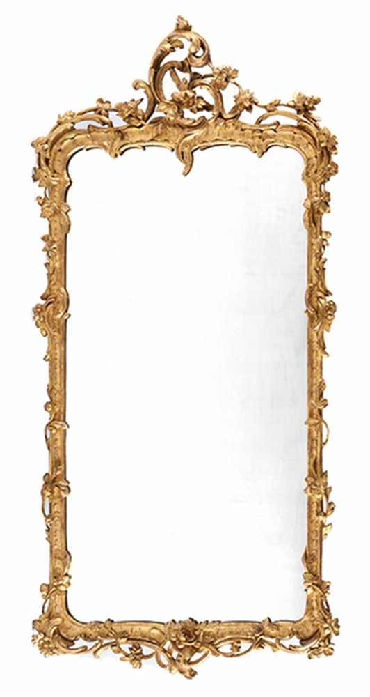 Louis XV-Spiegel Höhe: 167 cm. Breite: 76 cm. Frankreich, 18. Jahrhundert. Weichholz, geschnitzt, - Image 3 of 3