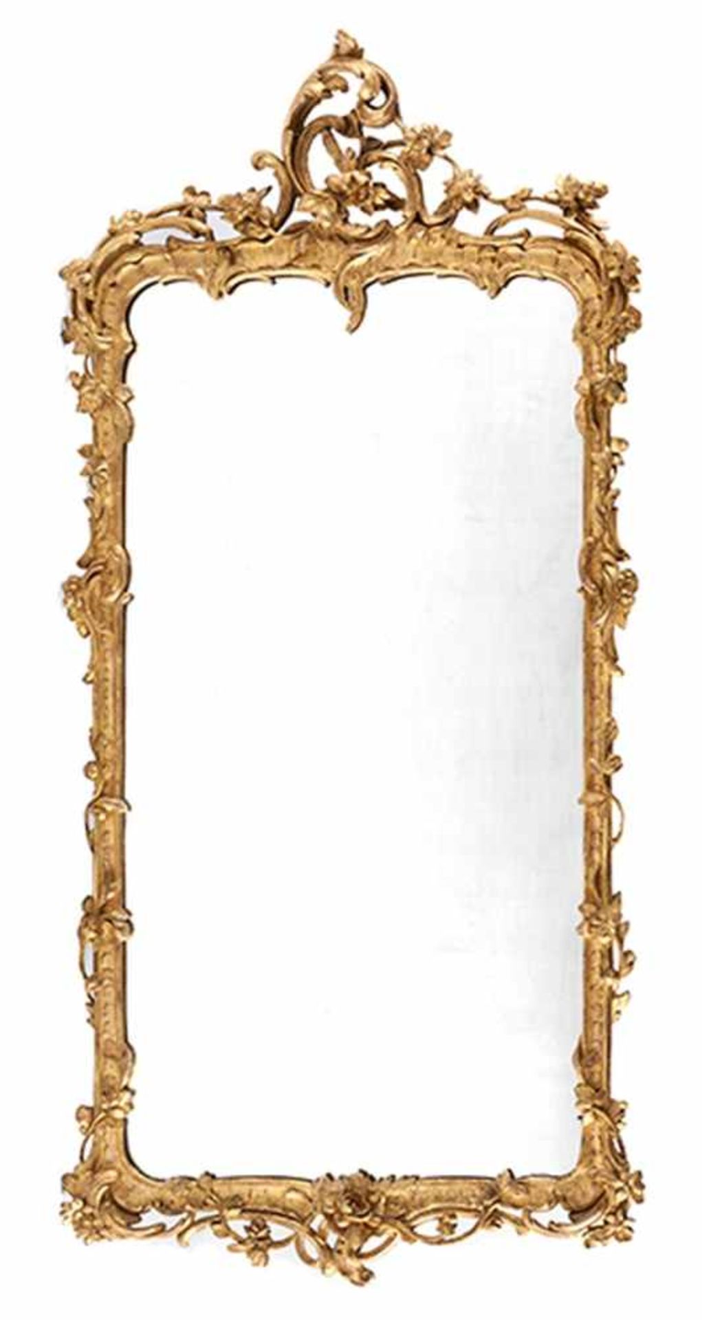 Louis XV-Spiegel Höhe: 167 cm. Breite: 76 cm. Frankreich, 18. Jahrhundert. Weichholz, geschnitzt, - Bild 3 aus 3