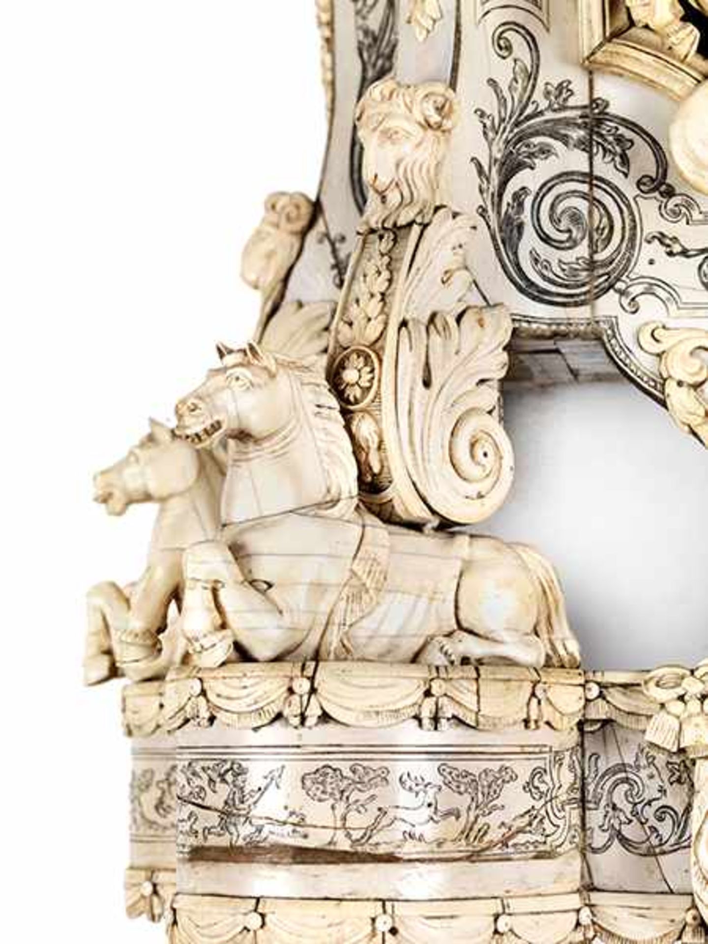 Aufwendig gearbeitete Louis XIV-Uhr in Elfenbein Gesamthöhe: ca. 153 cm. 19. Jahrhundert. - Bild 6 aus 21