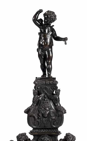 Paar sehr große Renaissance-Chenets Höhe: 106,5 cm. Frankreich, Anfang 17. Jahrhundert. Bronze und - Image 8 of 13