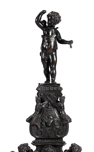 Paar sehr große Renaissance-Chenets Höhe: 106,5 cm. Frankreich, Anfang 17. Jahrhundert. Bronze und - Image 3 of 13