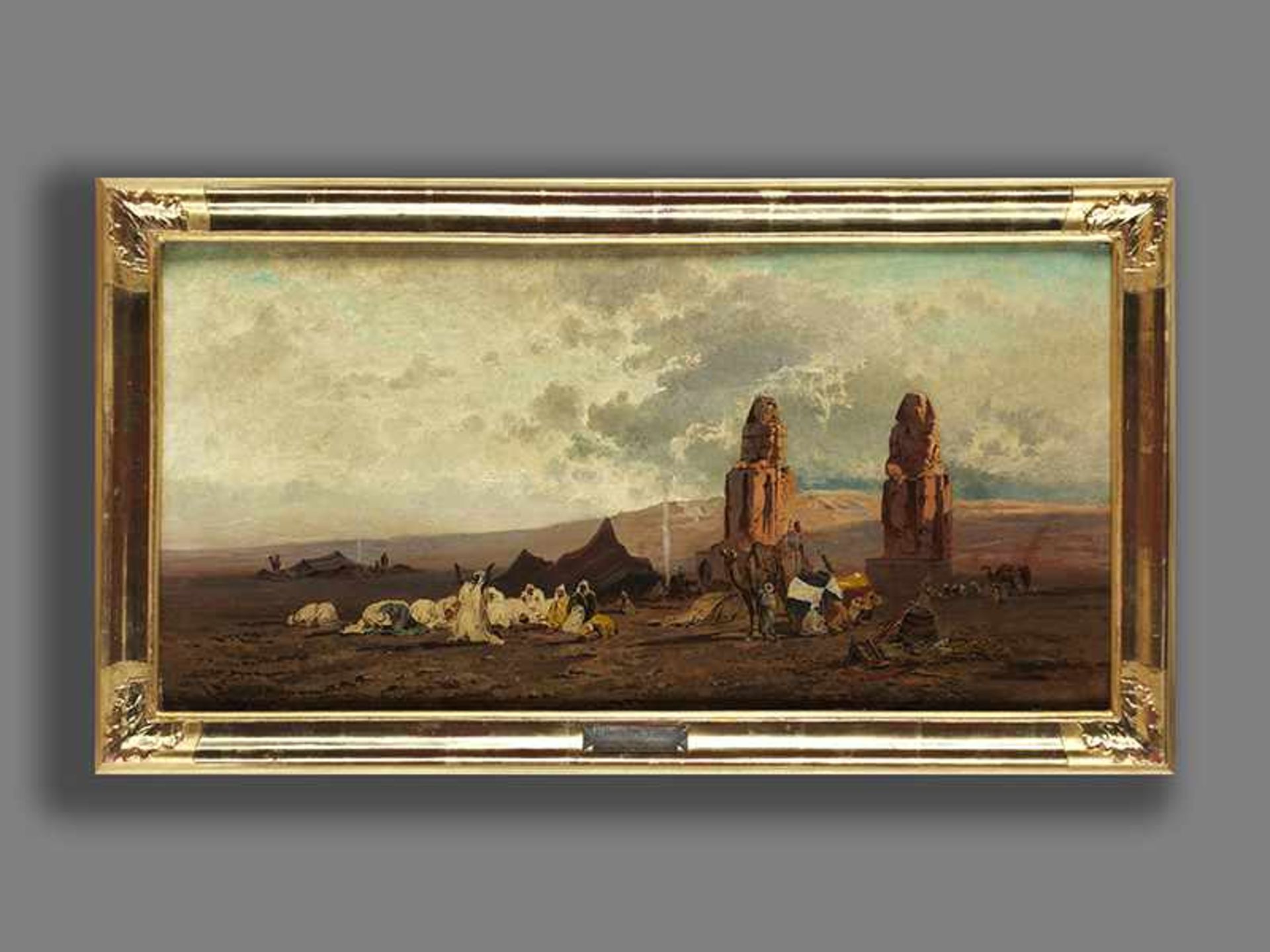 Friedrich Perlberg, 1848 Nürnberg "" 1921 München ABENDGEBET BEI DEN KOLOSSEN VON MEMNON Öl auf - Bild 10 aus 13