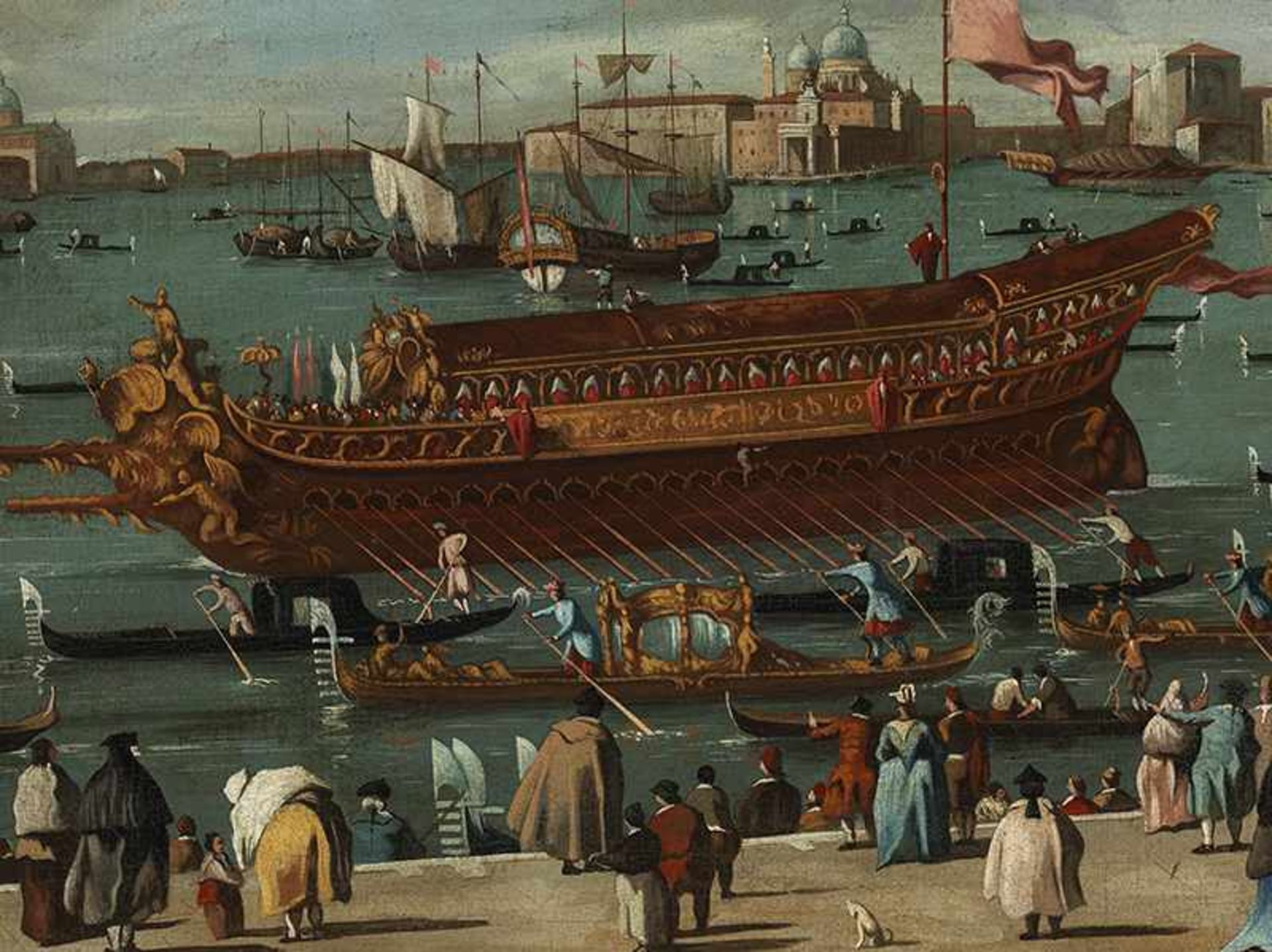 Italienischer Maler des ausgehenden 18. Jahrhunderts BLICK AUF EINE STADTANSICHT VON VENEDIG Öl - Bild 3 aus 13
