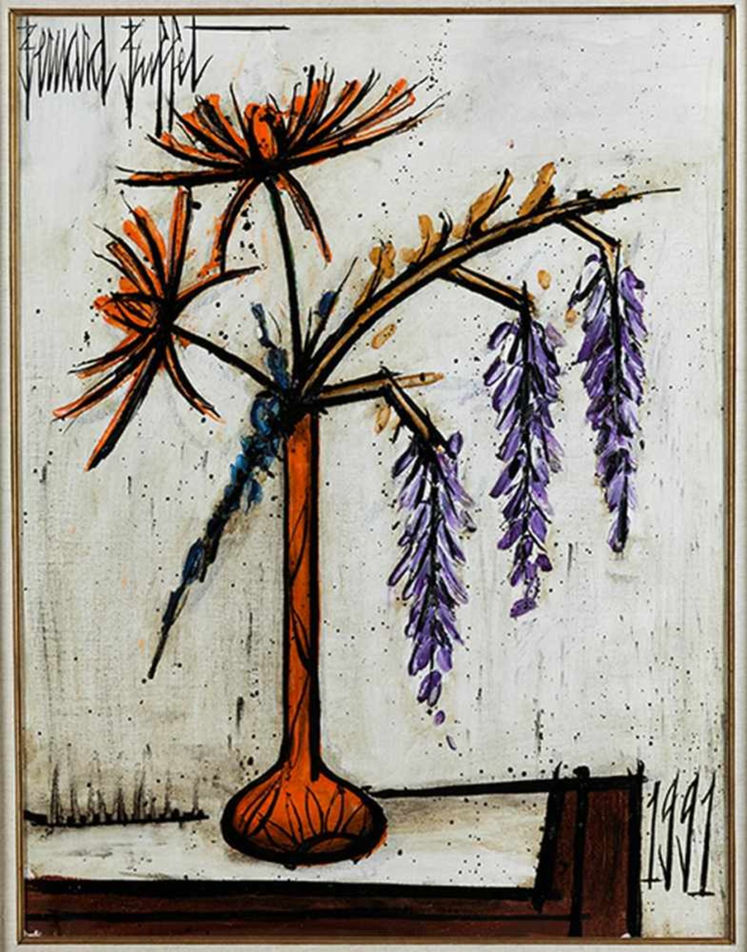 Bernard Buffet, 1928 Paris "" 1999 Tourtour/ Südfrankreich Dahlias et glycines Öl auf Leinwand. 65 x - Bild 4 aus 7