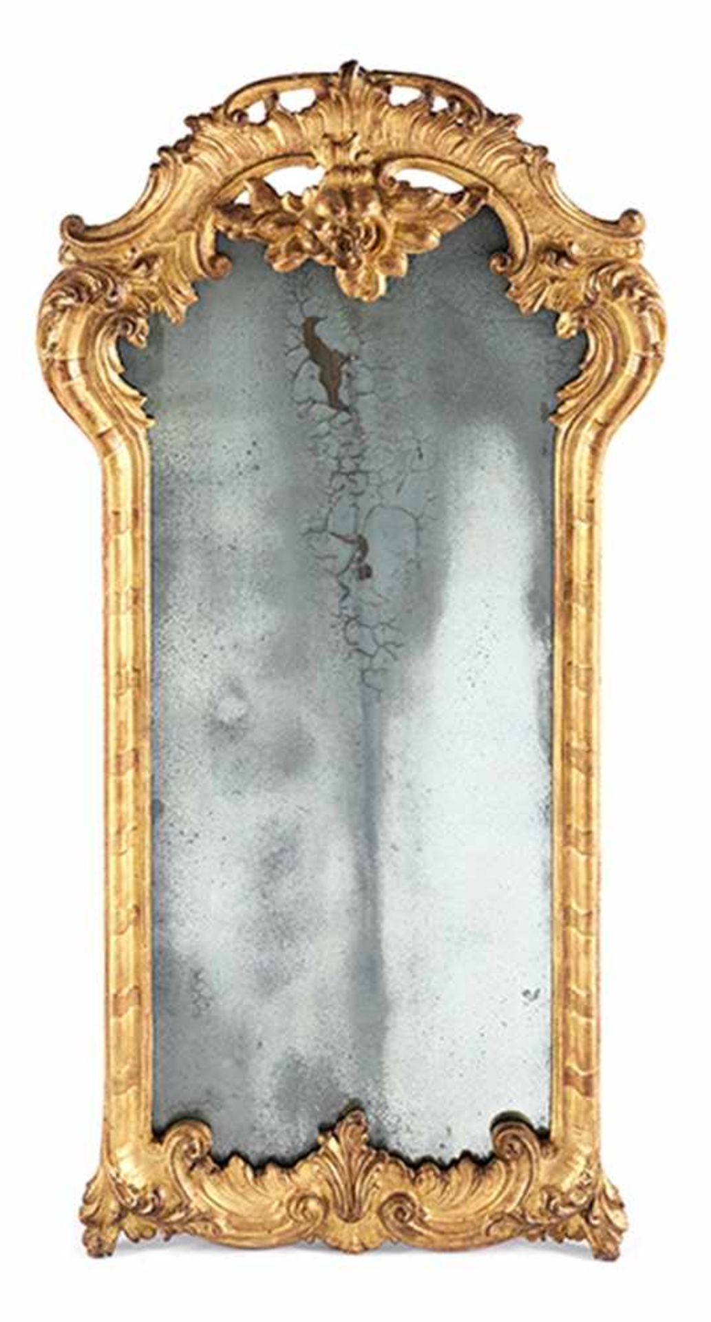 Dekorativer Barock-Spiegel Höhe: 140 cm. Breite: 45 cm. Süddeutschland, 18. Jahrhundert. Holz, - Bild 2 aus 3