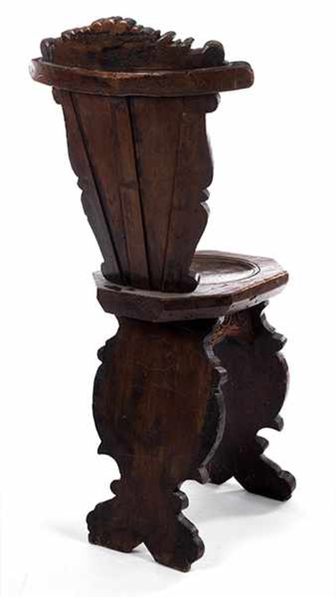 Renaissance-Stuhl Lehnenhöhe: 106 cm. Sitzhöhe: 55 cm. Italien, 17. Jahrhundert. Dekor mit - Bild 9 aus 11