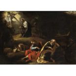 Italienischer Maler des 17. Jahrhunderts CHRISTUS IN GETHSEMANE Öl auf Leinwand. 51 x 72 cm. In