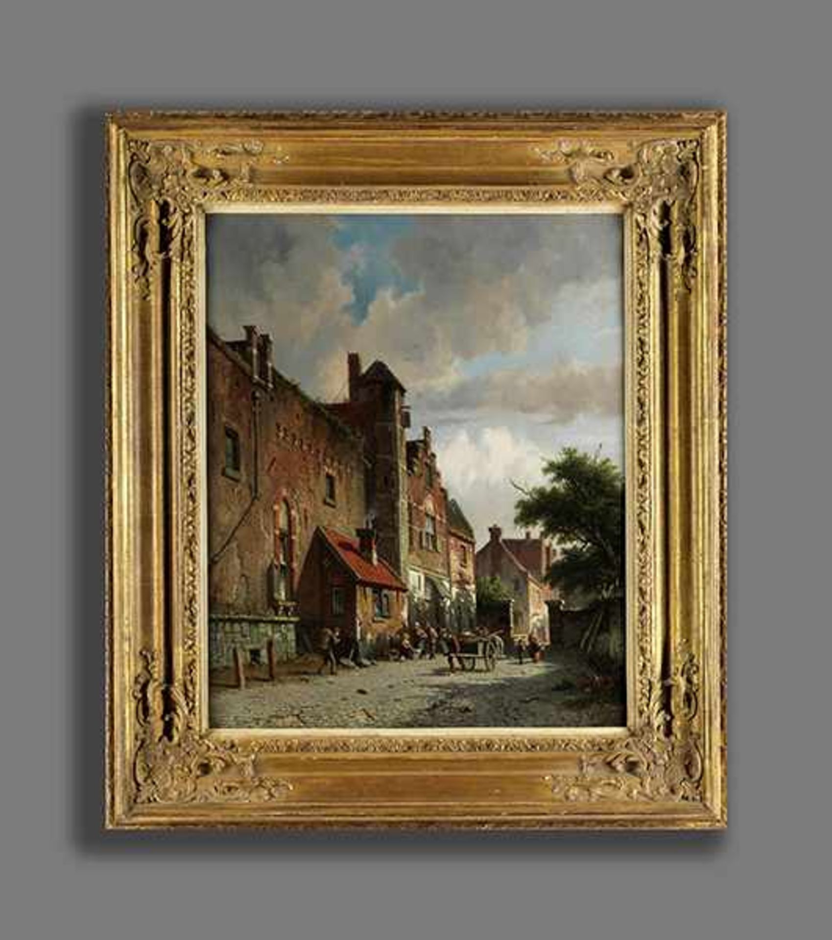 Adrianus Eversen, 1818 Amsterdam "" 1897 Delft STRAßENANSICHT EINER HOLLÄNDISCHEN STADT Öl auf - Bild 6 aus 9