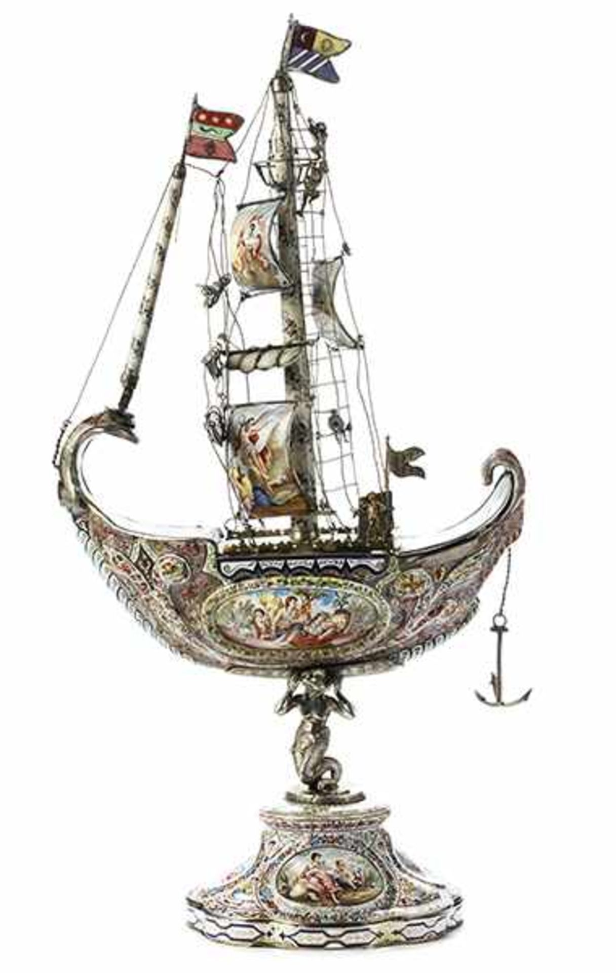 Fine Viennese silver and enamel ship - Bild 8 aus 9