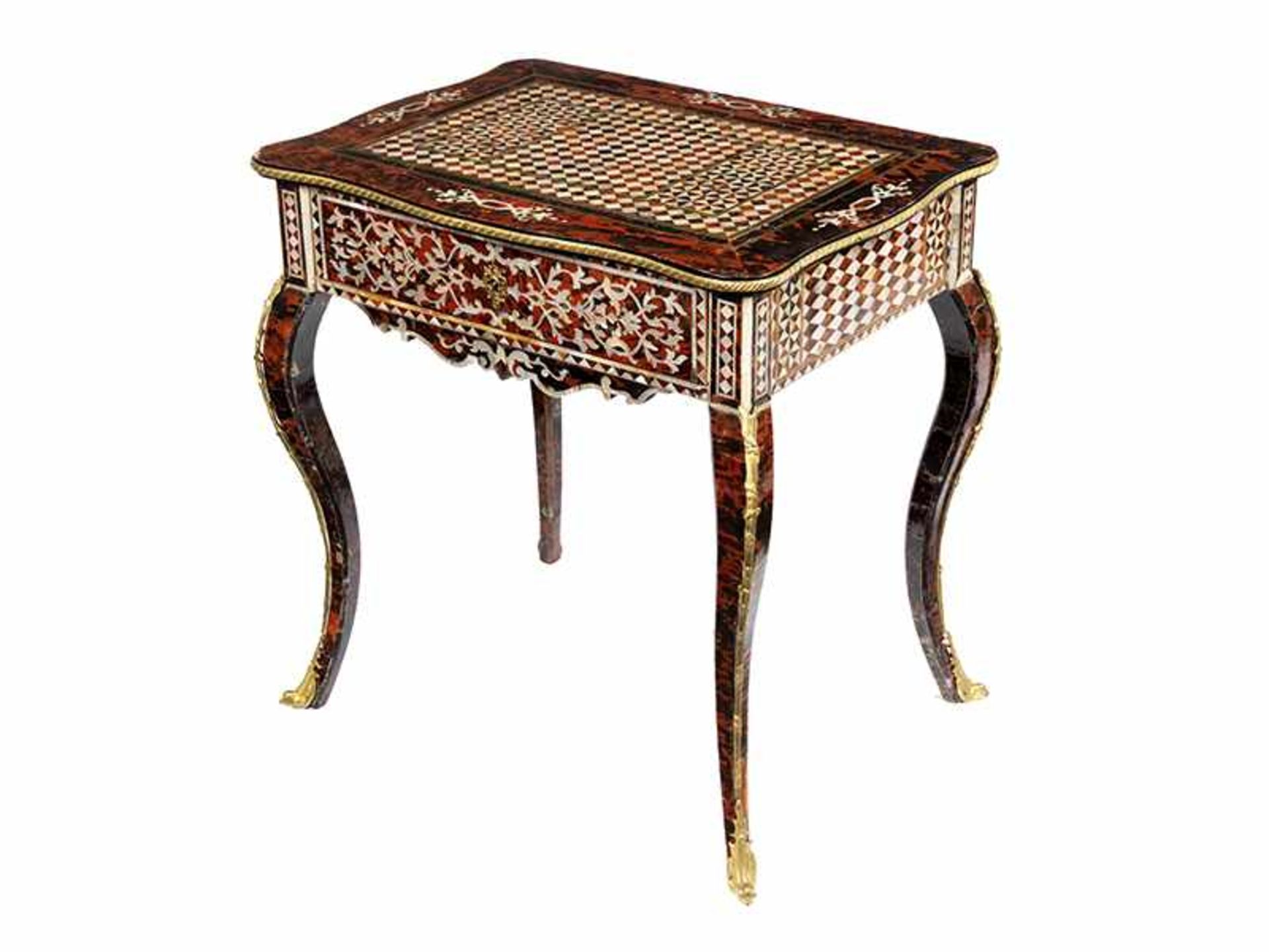 Important combination games table with tortoiseshell and mother-of-pearl décor - Bild 2 aus 8