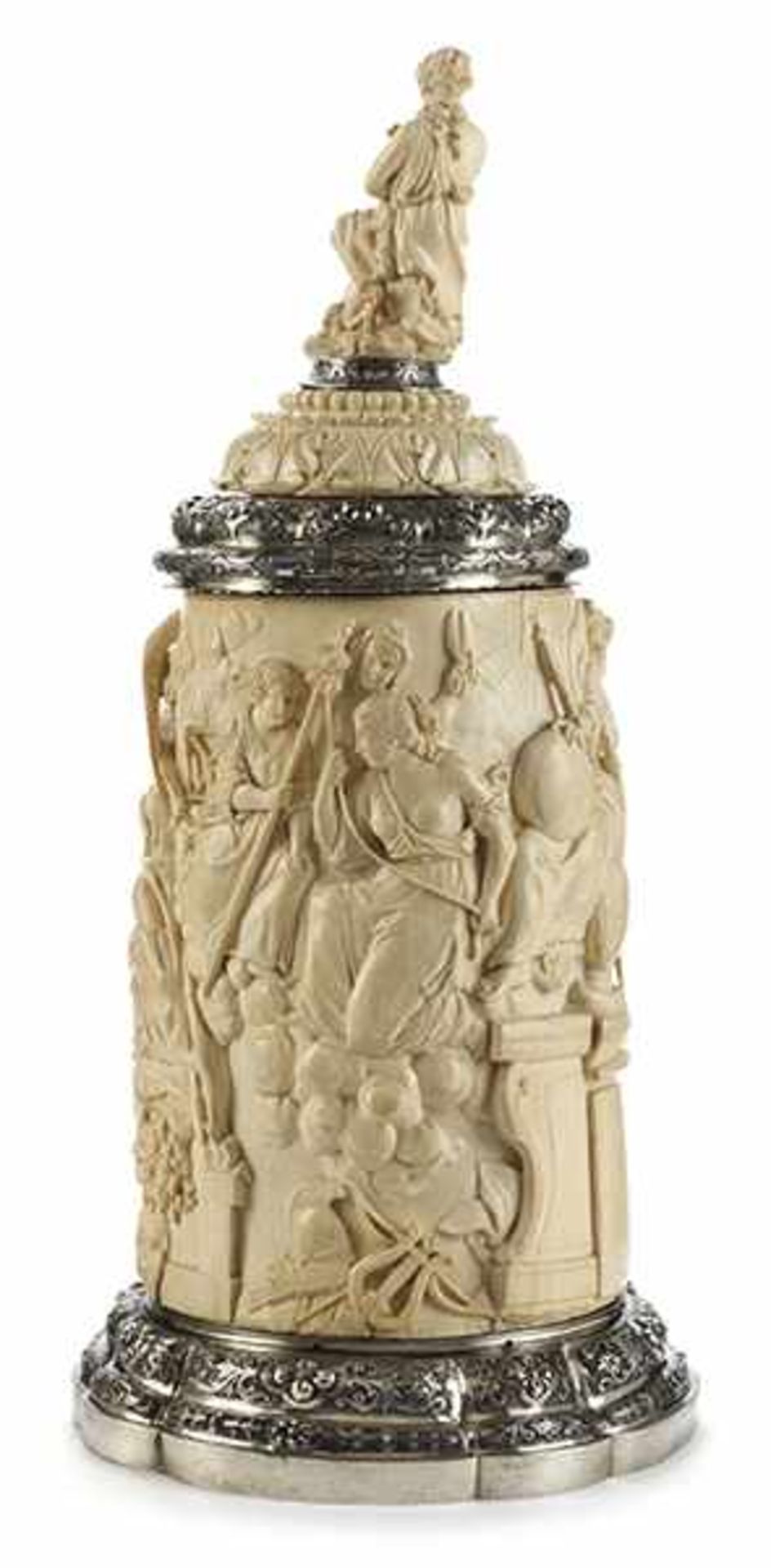 Large lidded cup in ivory with silver mounting - Bild 6 aus 9