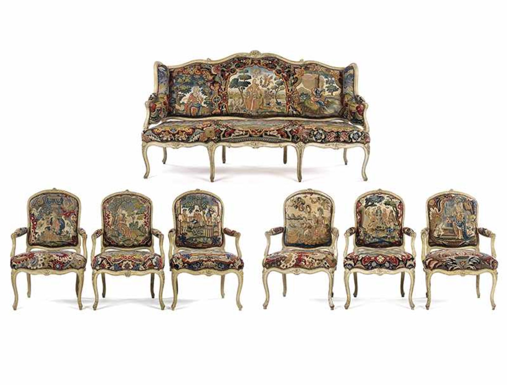 Louis XV salon suite with tapestry upholstery