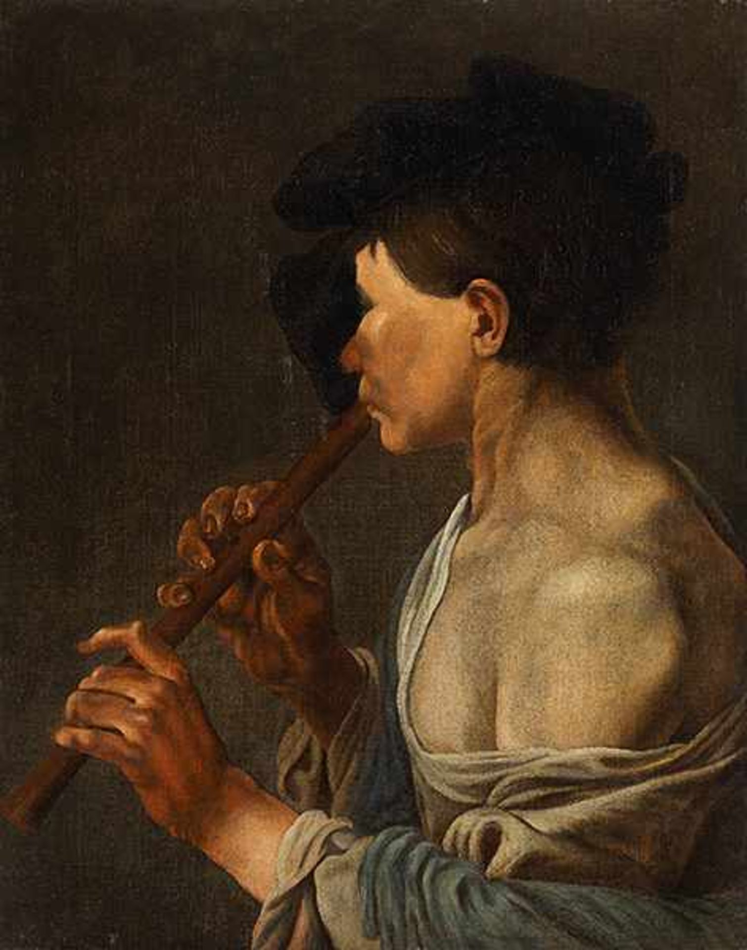 Hendrick ter Brugghen, 1588 - 1629, Umkreis des KNABE BEIM FLÖTENSPIEL Öl auf Leinwand. Doubliert.