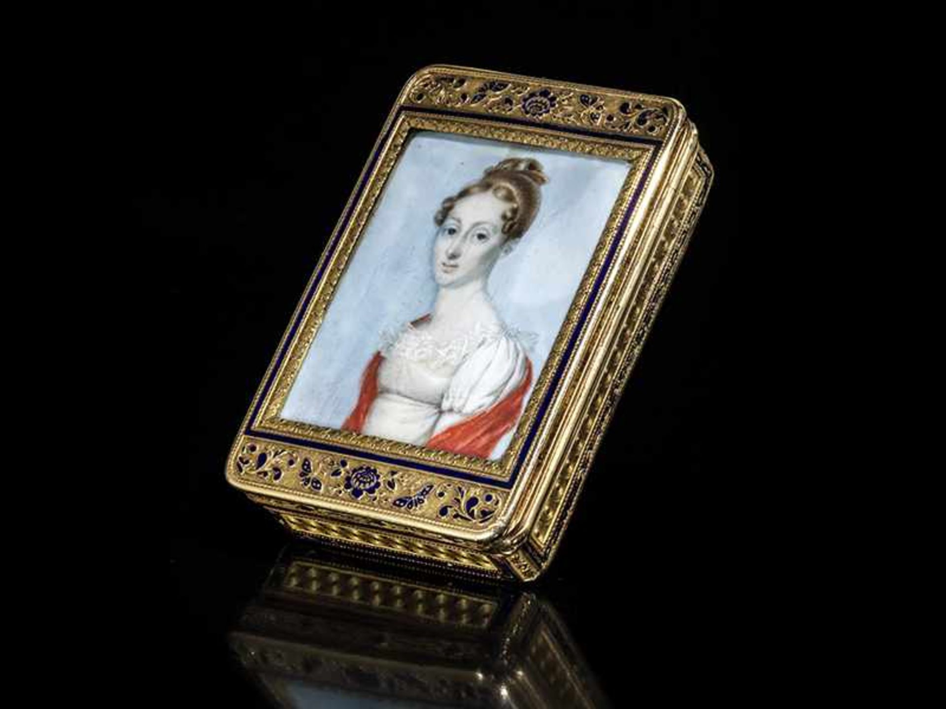 A gold box with miniature portrait