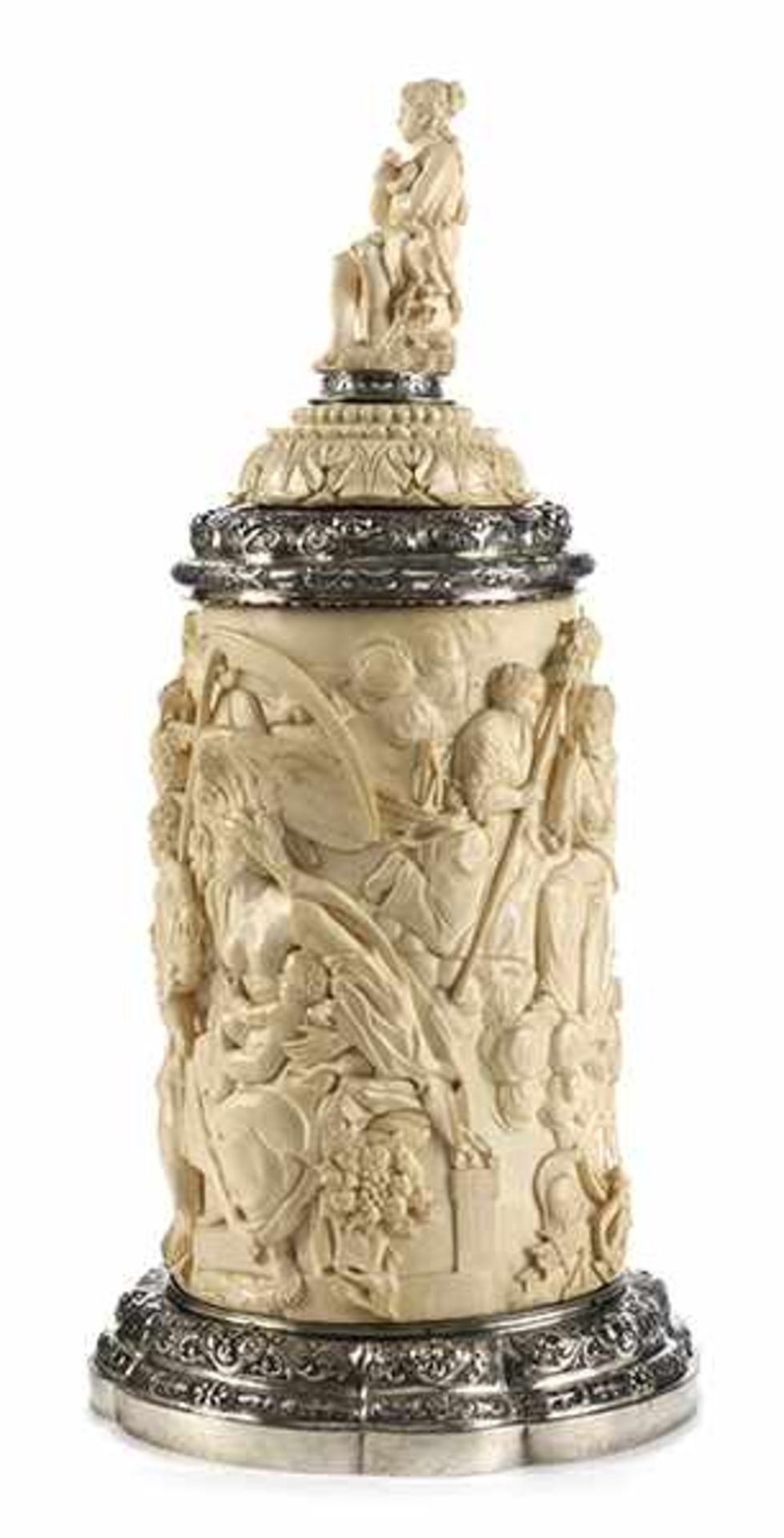 Large lidded cup in ivory with silver mounting - Bild 5 aus 9
