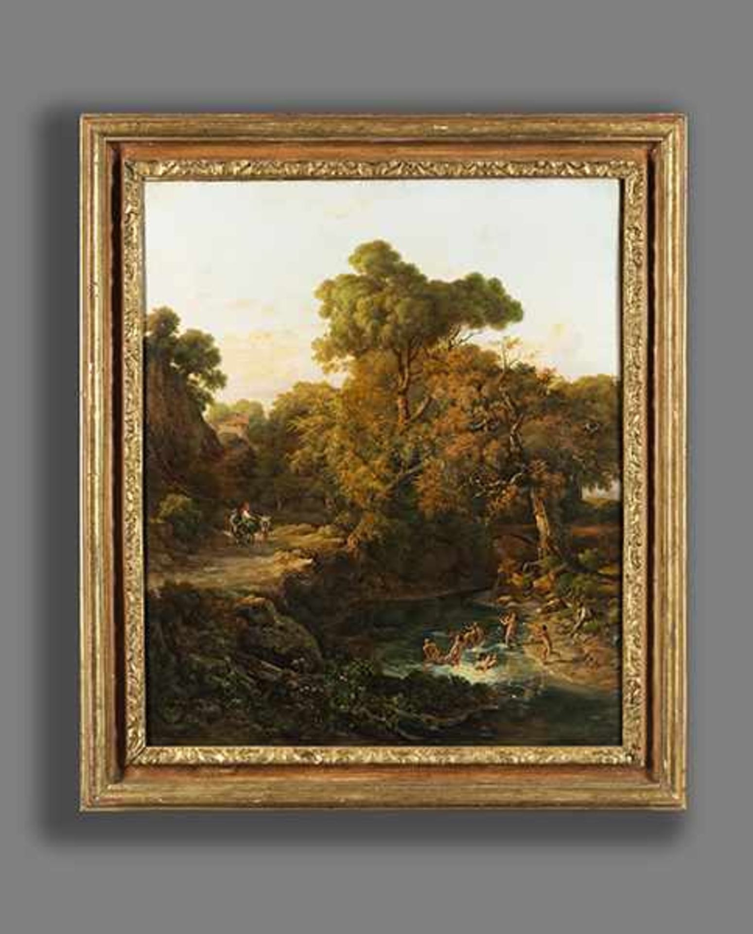 N. D'Este, Italienischer Maler des 19. Jahrhunderts DAS BADEVERGNÜGEN DER KNABEN Öl auf Leinwand. 90 - Bild 3 aus 5
